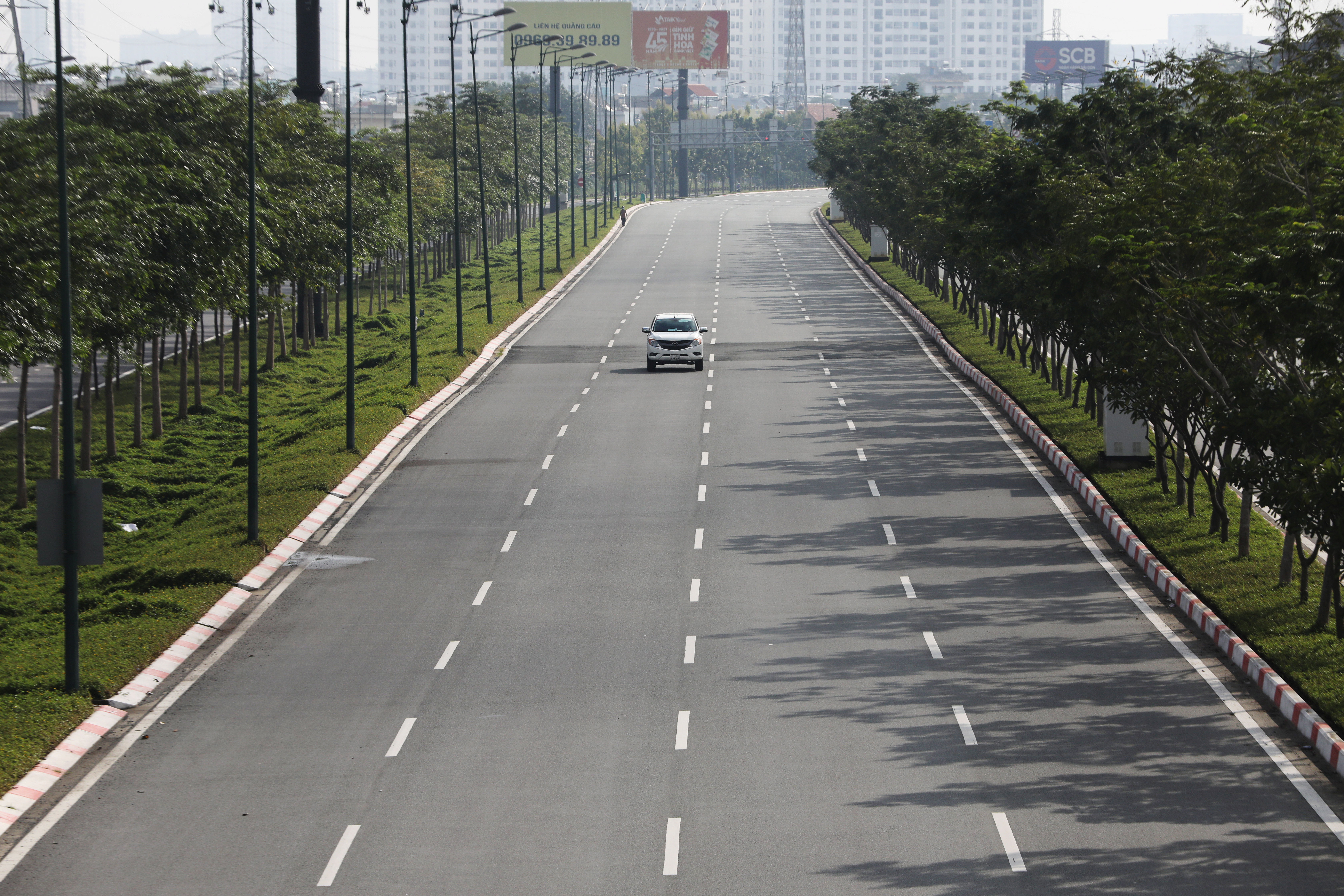 An empty highway is seen during lockdown amid the coronavirus disease pandemic in Ho Chi Minh, Vietnam
