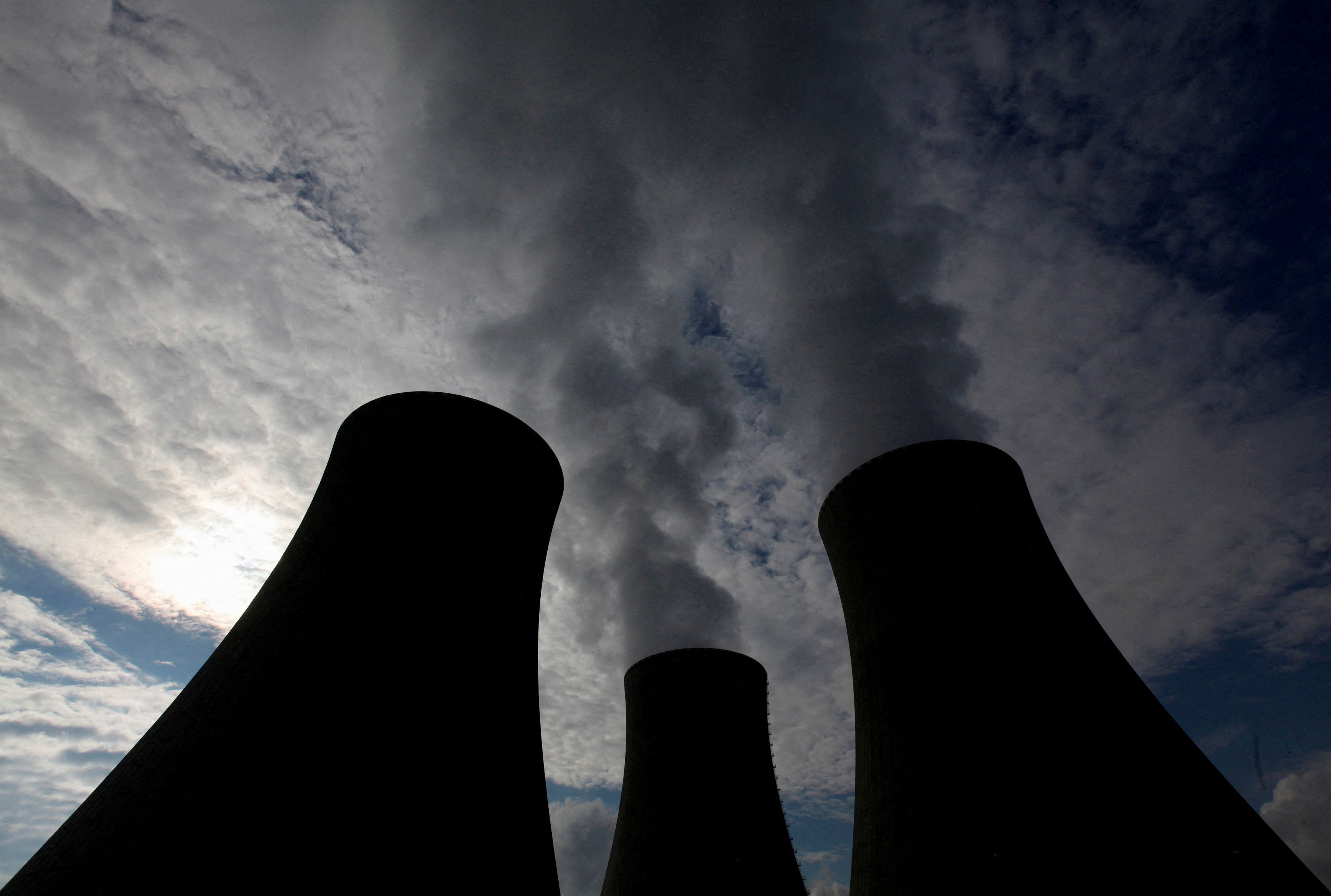 Steam billows from the cooling towers of the Temelin nuclear power plant near the South Bohemian town of Tyn nad Vltavou