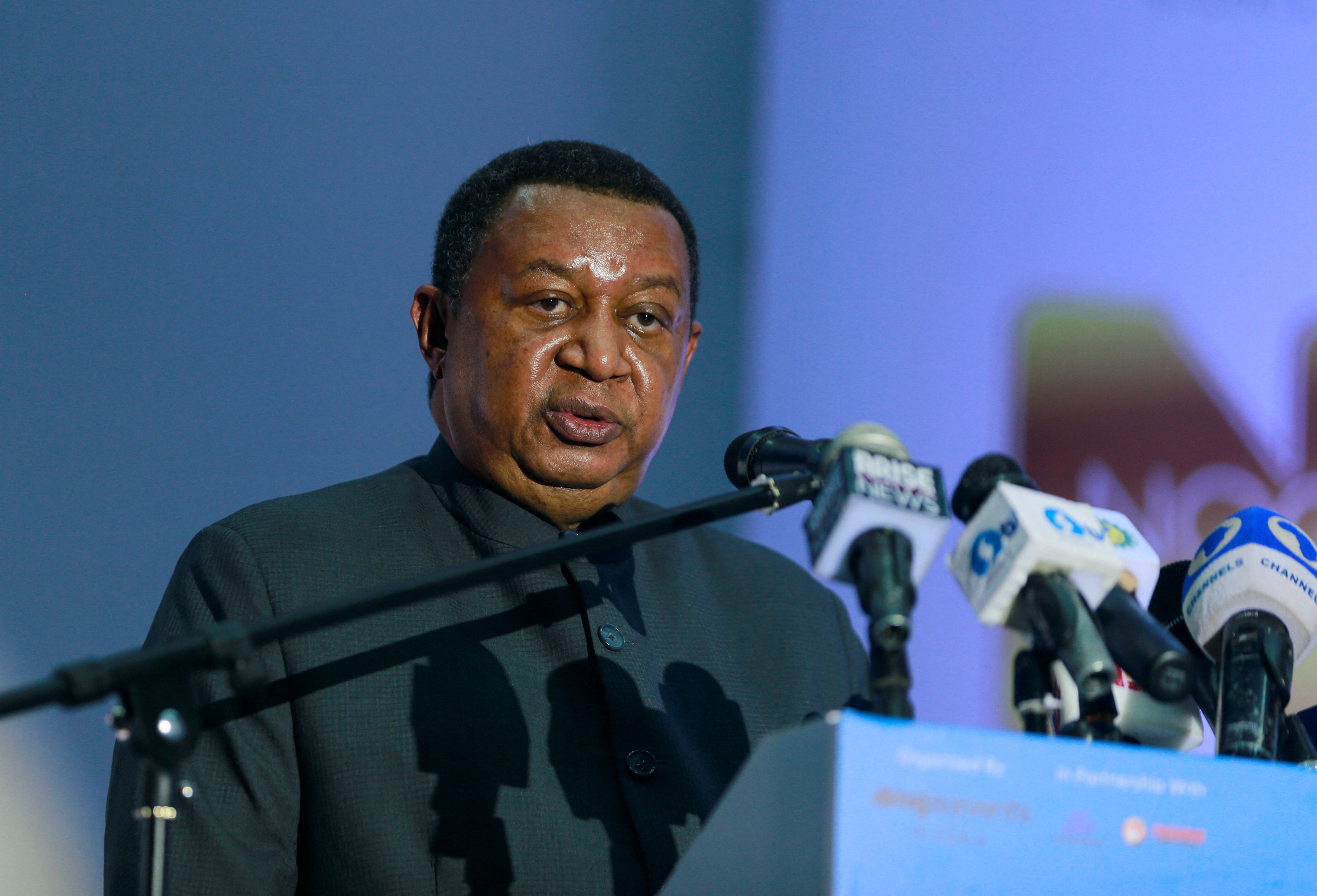 Mohammad Barkindo, secretary-general of OPEC, addresses delegates at the opening of the Nigeria Oil & Gas 2022 meeting in Abuja