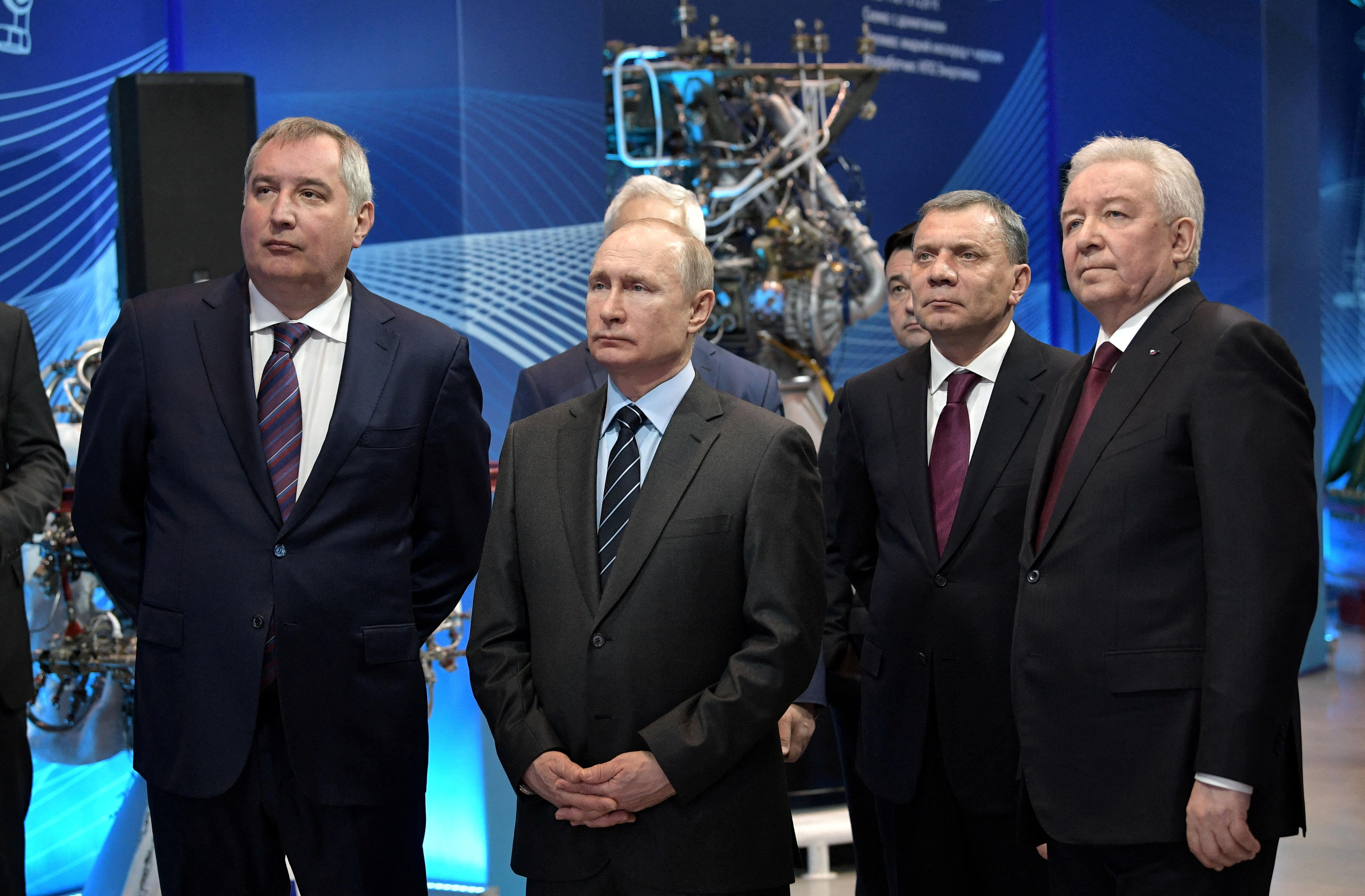 Russian President Putin visits a factory of the rocket engine manufacturer Energomash near Moscow