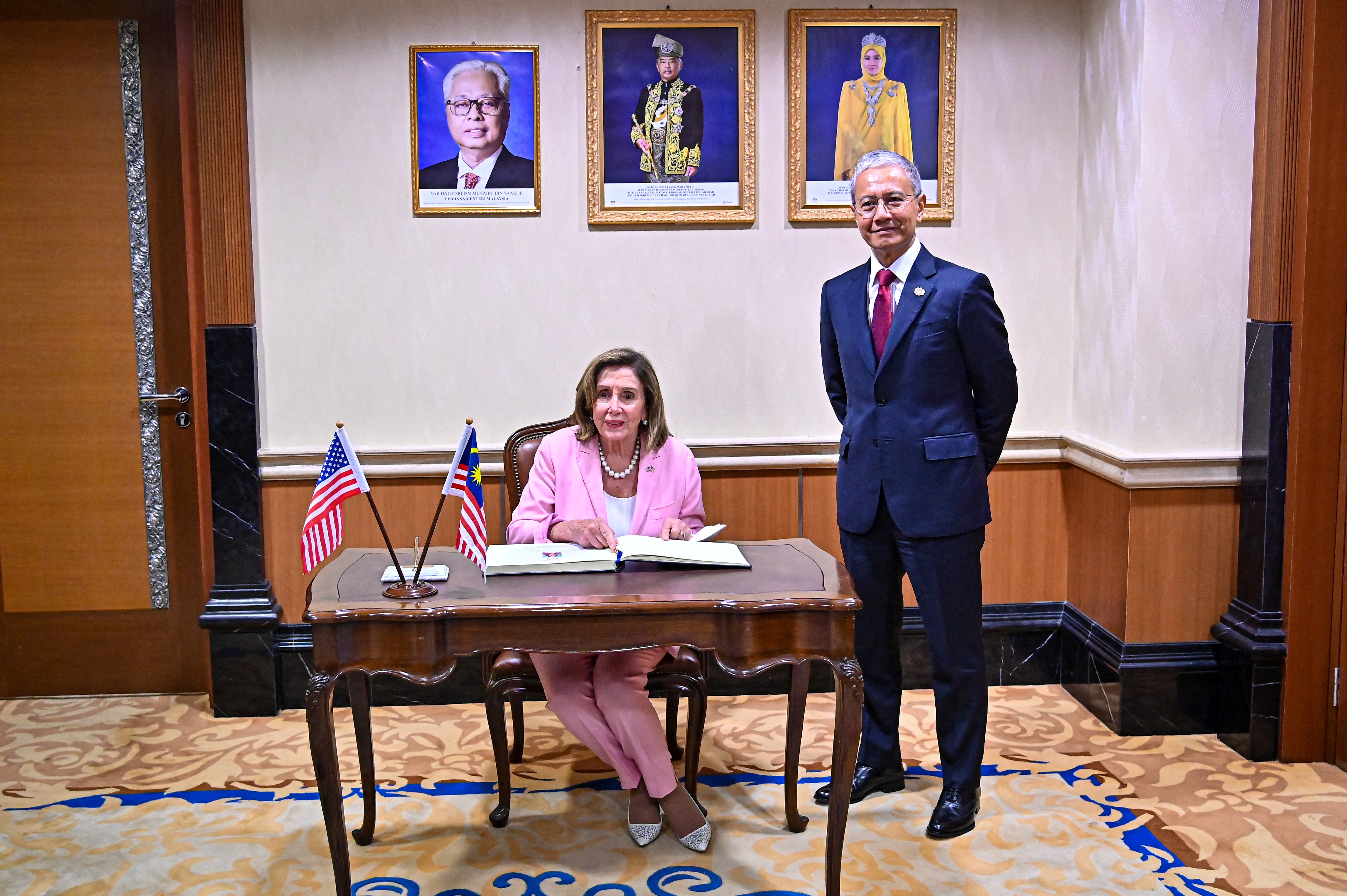 U.S. House of Representatives Speaker Nancy Pelosi meets Malaysia's Parliament Speaker Azhar Azizan Harun in Kuala Lumpur