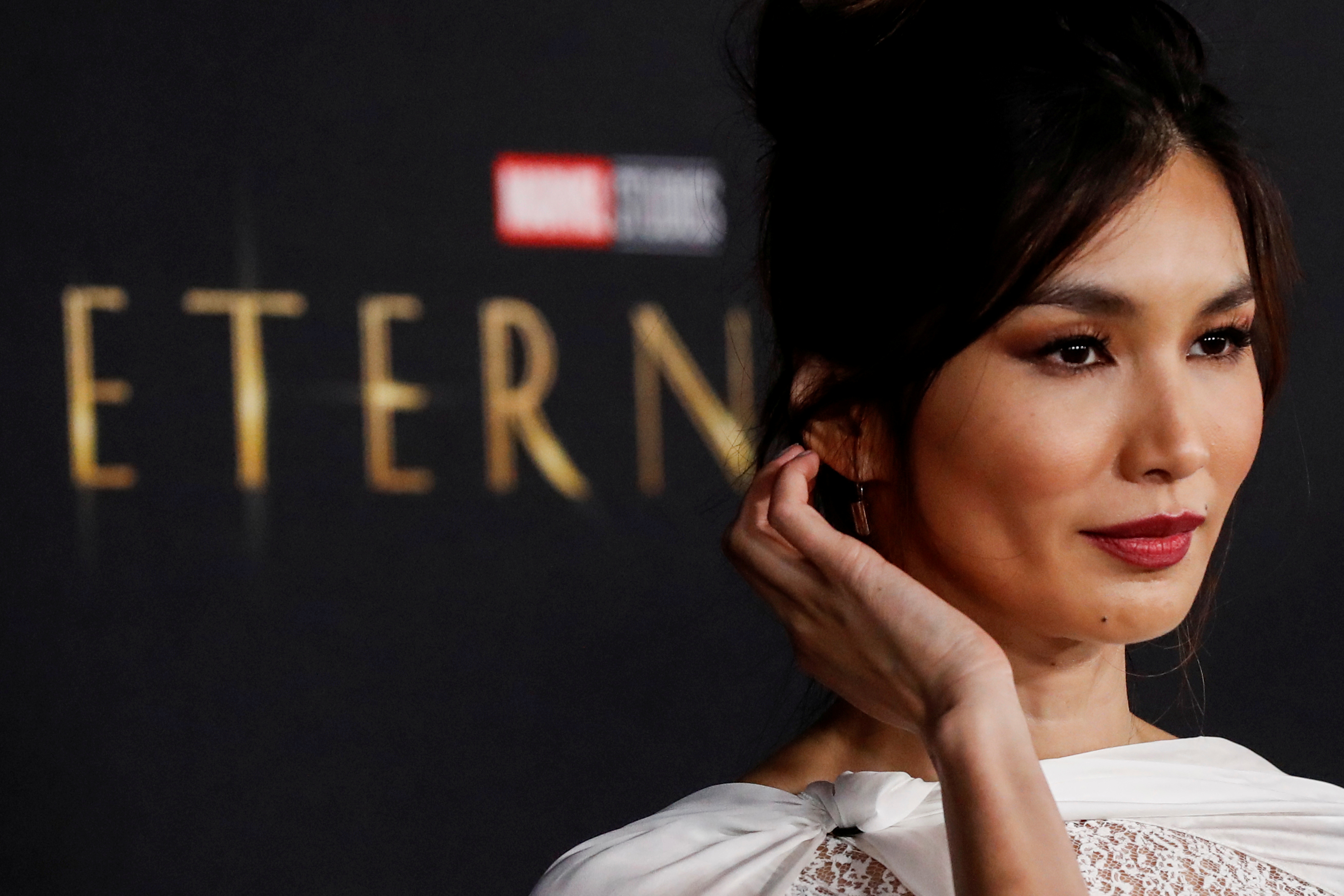 Cast member Gemma Chan poses at the premiere for the film 