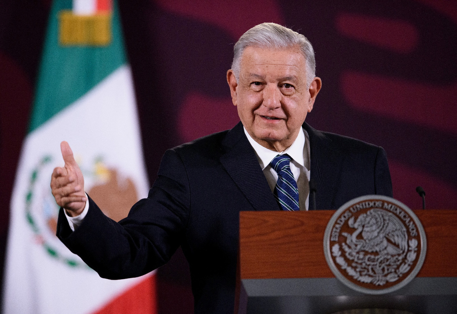Mexico's President Andres Manuel Lopez Obrador speaks during his regular press conference, in Mexico City