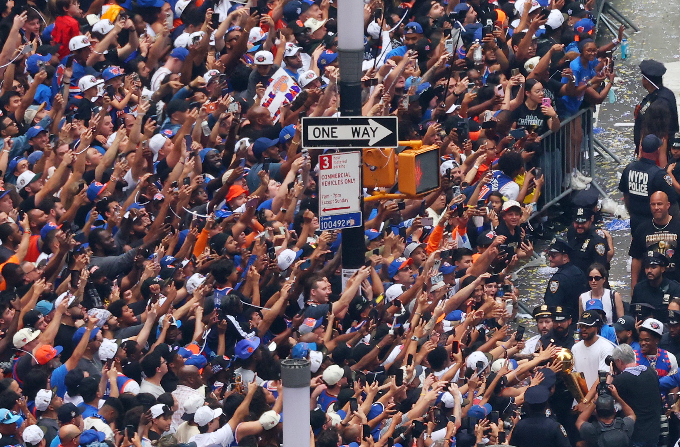 Sea of orange and blue: Massive crowds celebrate Knicks' first NBA