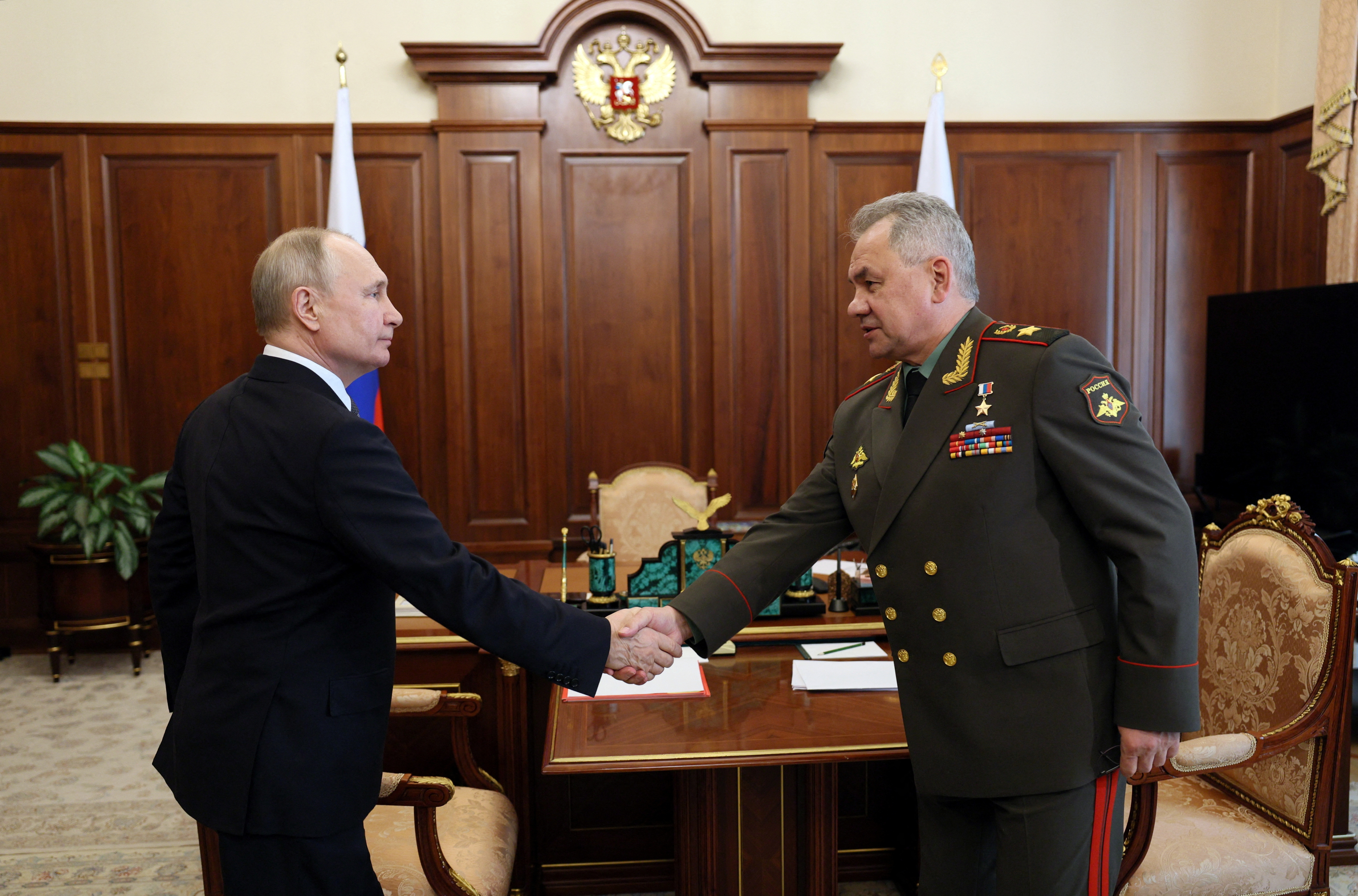Russian President Putin meets Defence Minister Shoigu in Moscow