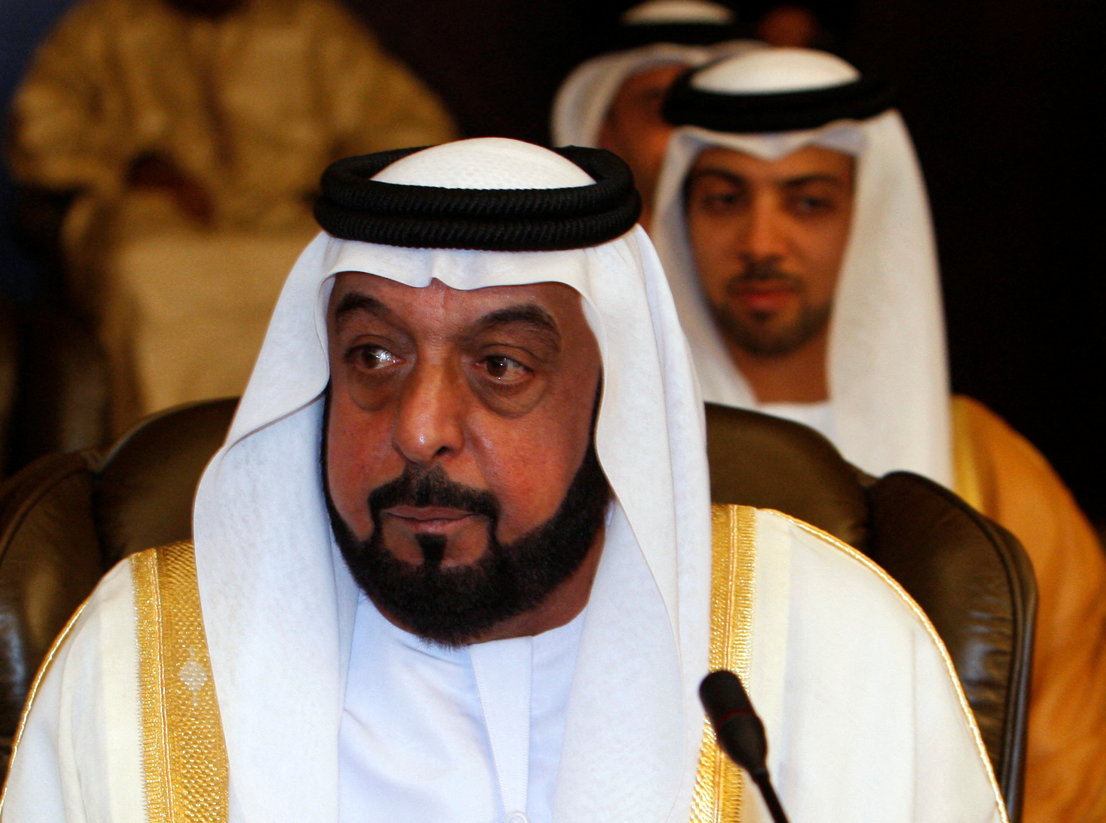United Arab Emirate President Sheikh Khalifa bin Zayed Al Nahyan attends the opening of the two-day Arab Summit in Damascus