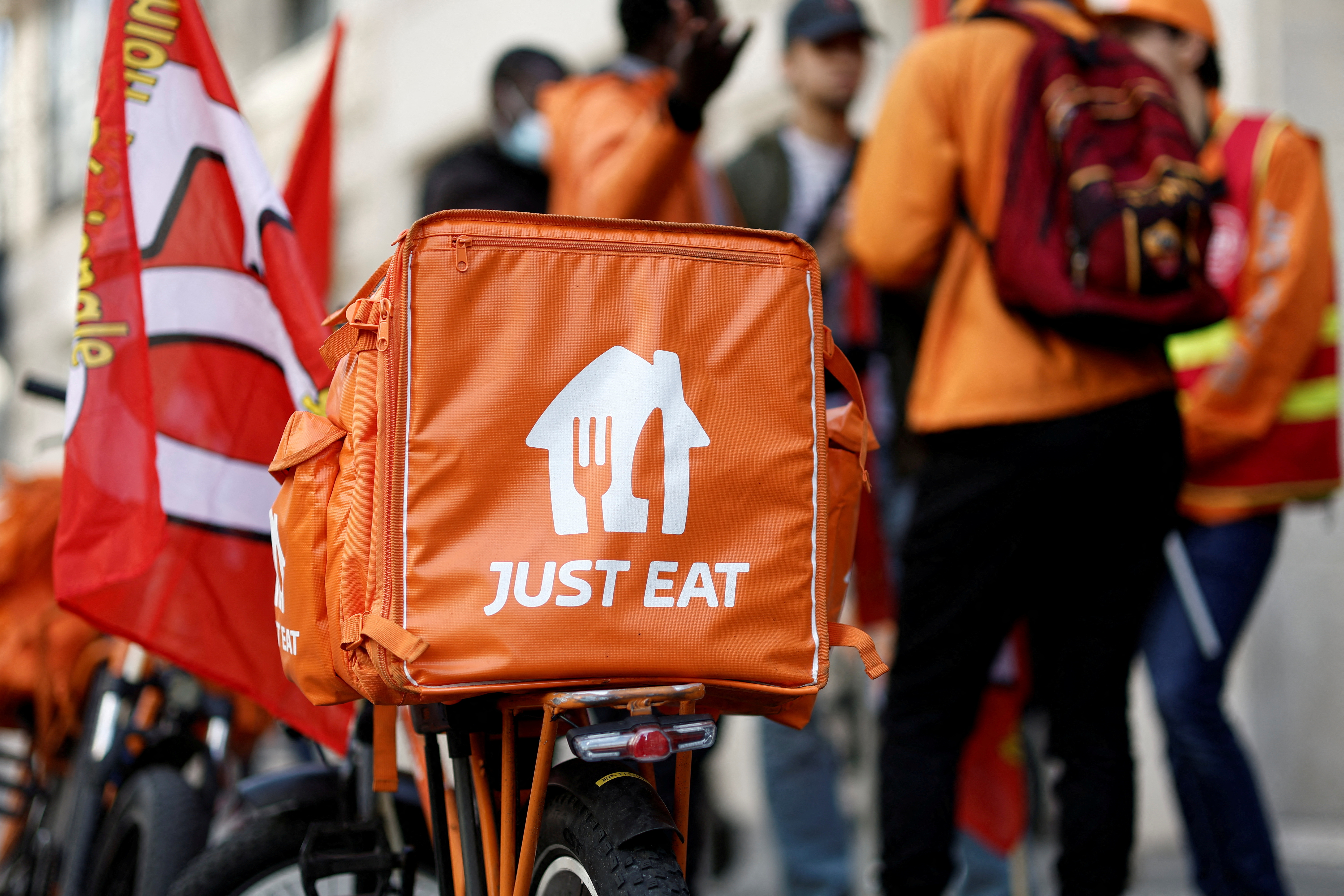 A Just Eat delivery bicycle in Paris, France, October 22, 2022