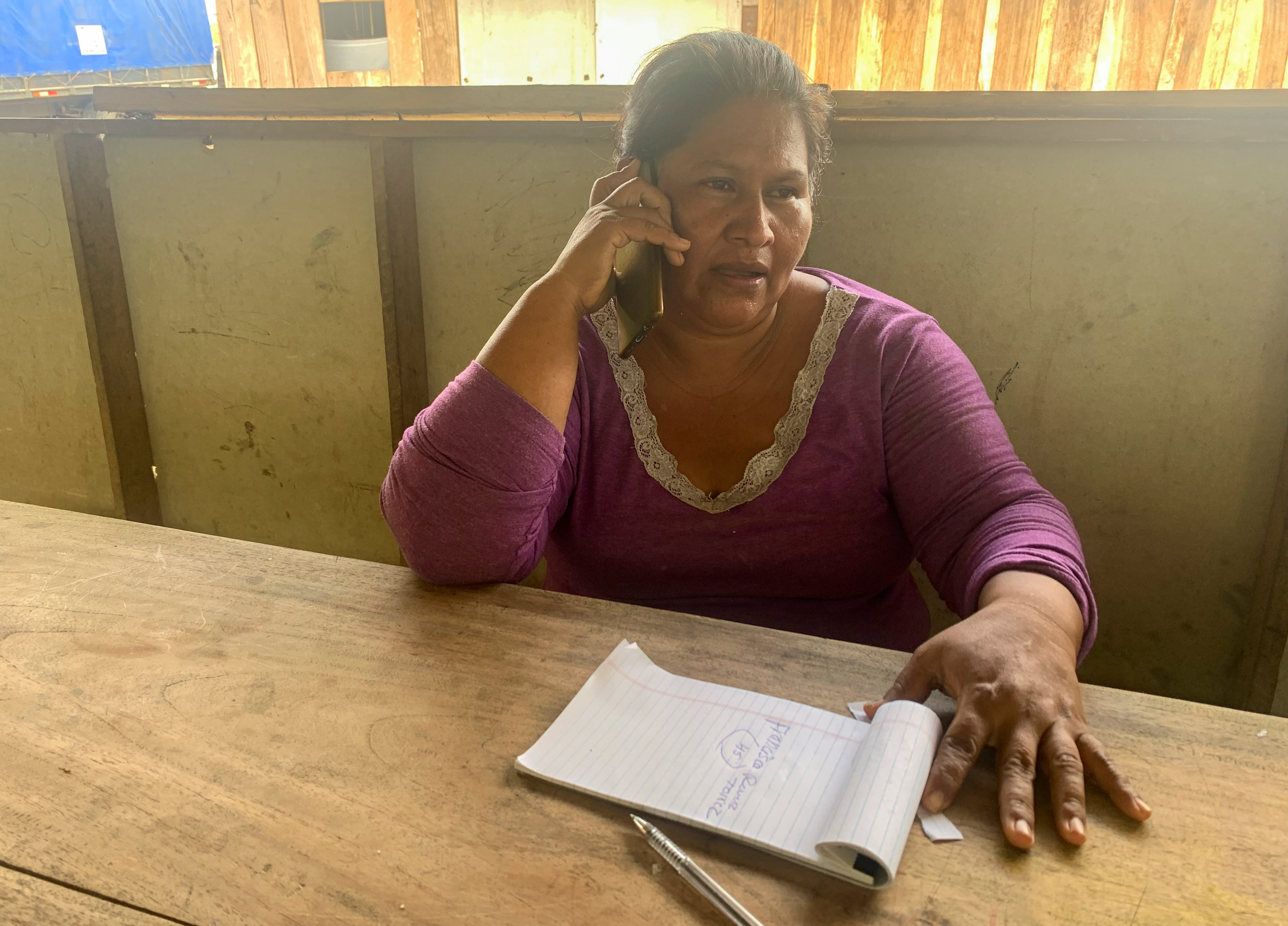 Francisca Ramirez, 45, who fled to Costa Rica from Nicaragua three years ago with her husband, six children and three dozen family members, expecting the repression under Ortega?s government to lessen in time for elections in 2021 and for the family to return, speaks on her phone in Upala, Costa Rica November 6, 2021. Picture taken November 6, 2021. REUTERS/Daina Solomon