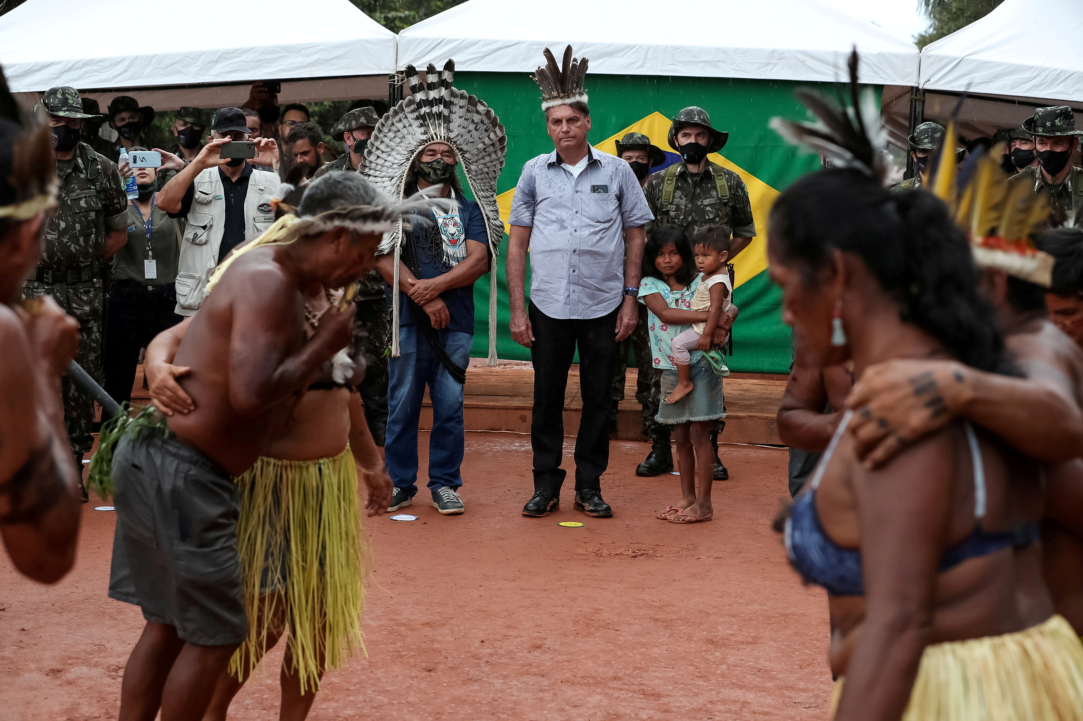 Brazil's President Bolsonaro visits army base border post in the Balaio reservation in Sao Gabriel da Cachoeira