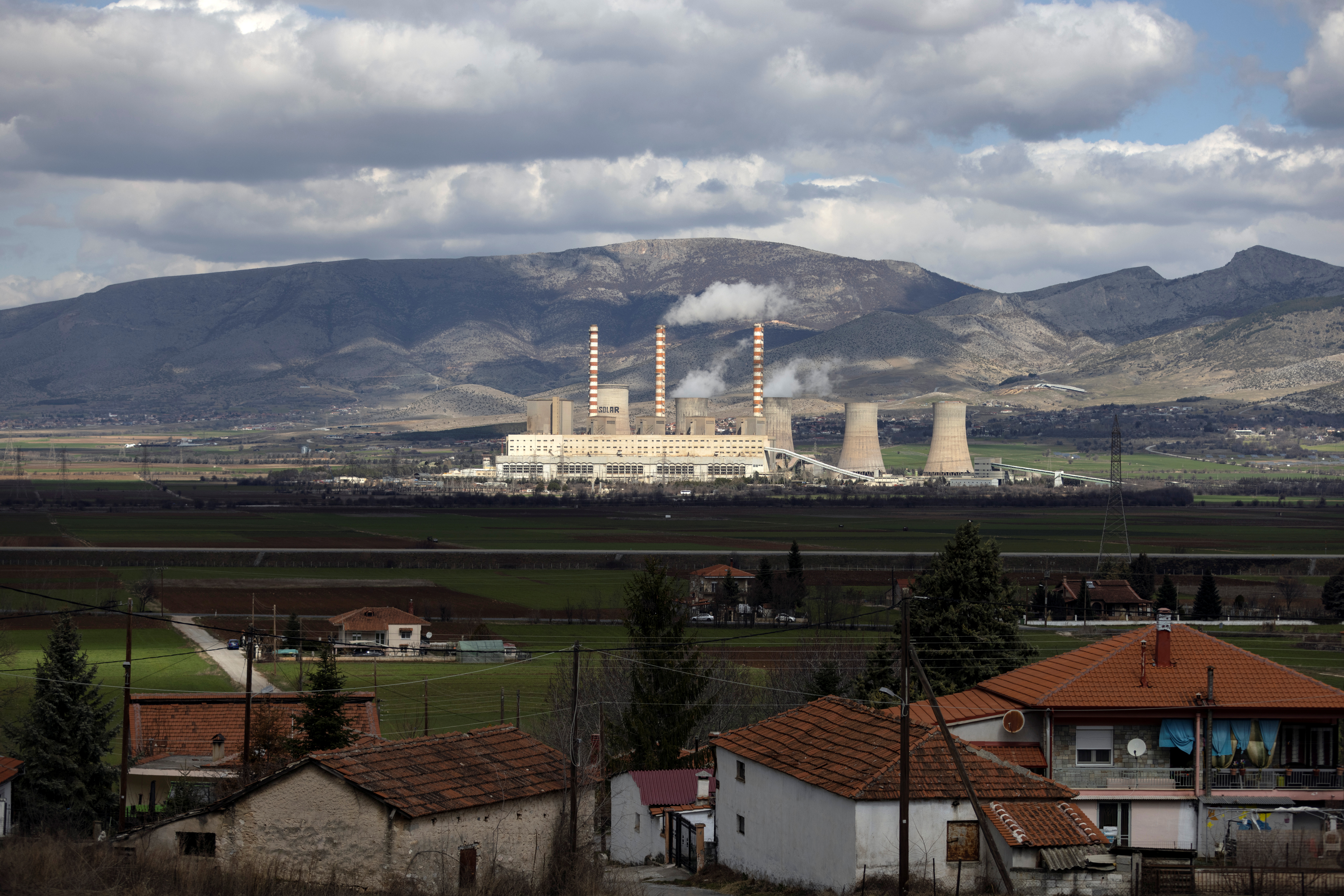 View of a power plant near the village of Agios Dimitrios