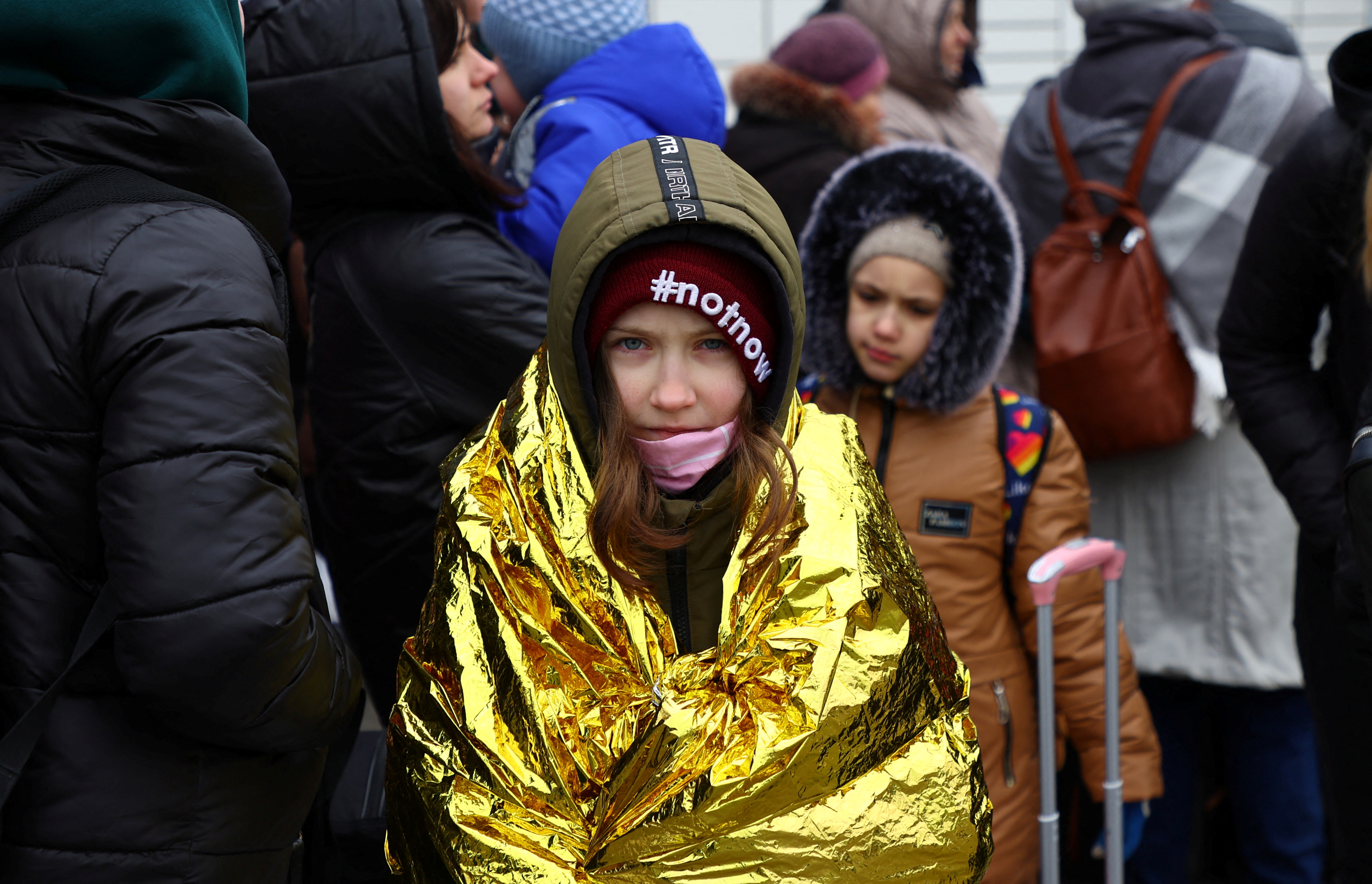 Refugees fleeing Russian invasion of Ukraine in Przemysl