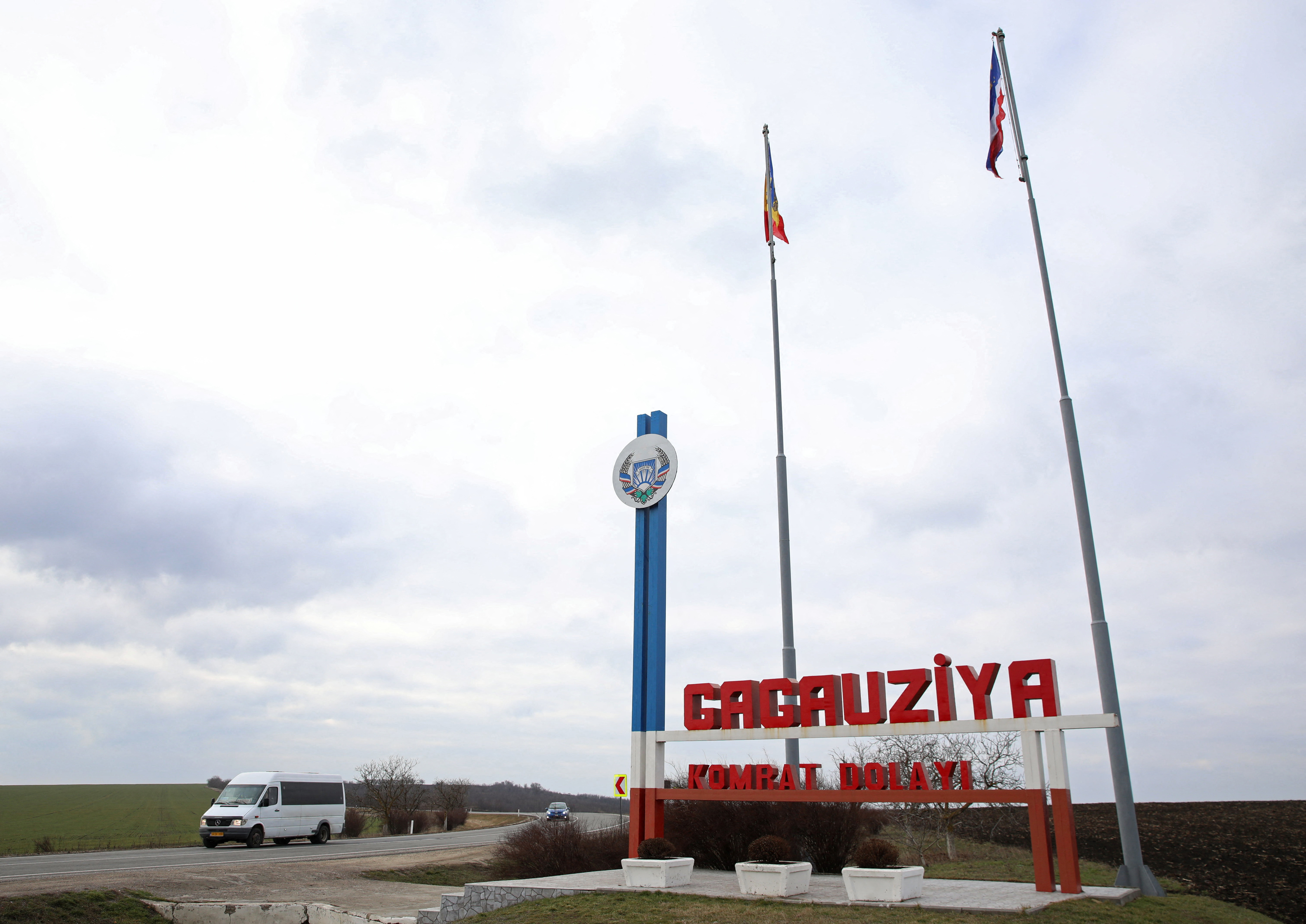 A sign informs motorists about entering the territory of the autonomous region of Gagauzia