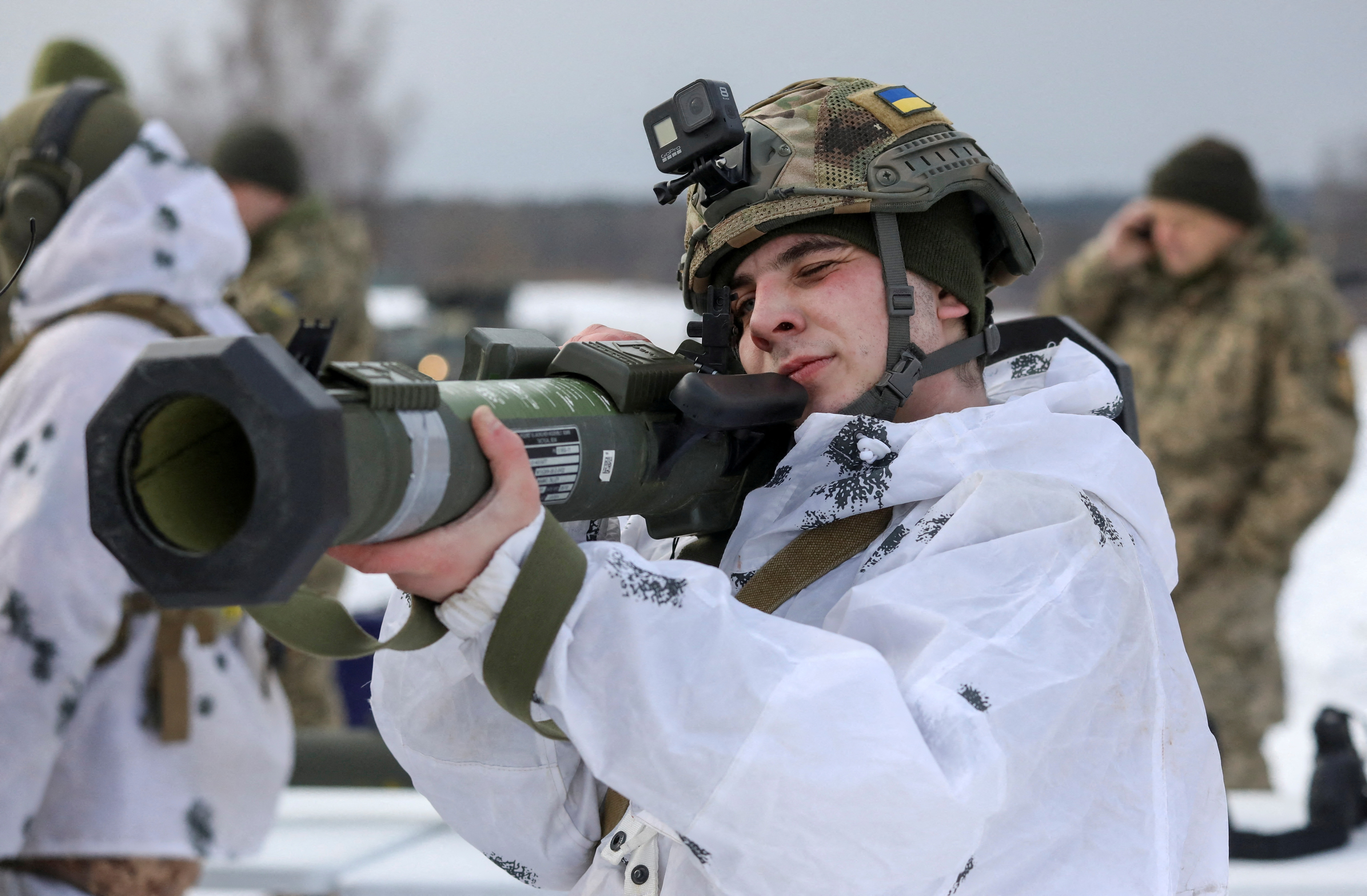 Ukrainian troops train in the Lviv region