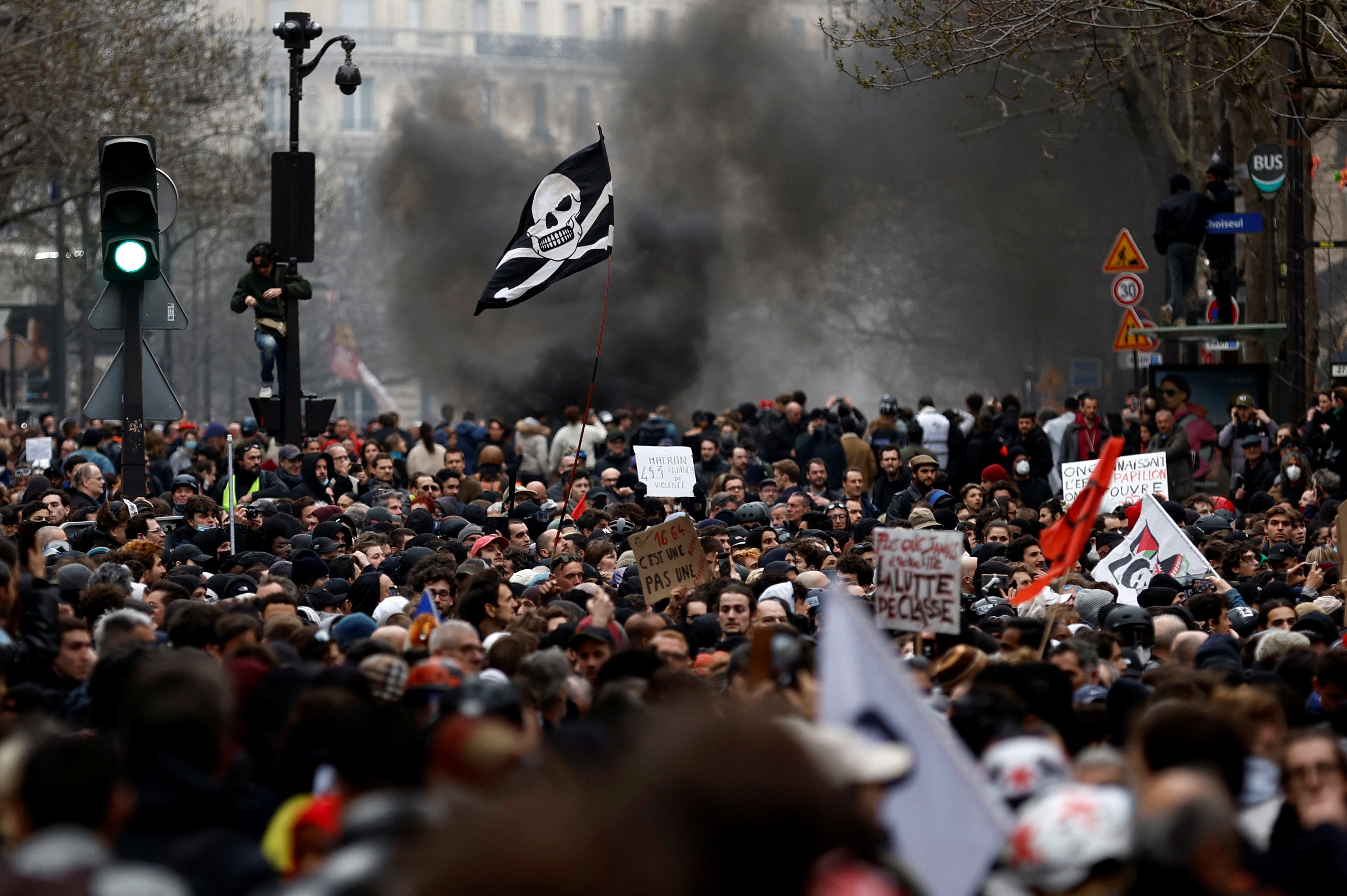 French Protesters Against Pension Reform Storm LVMH Paris — Anne