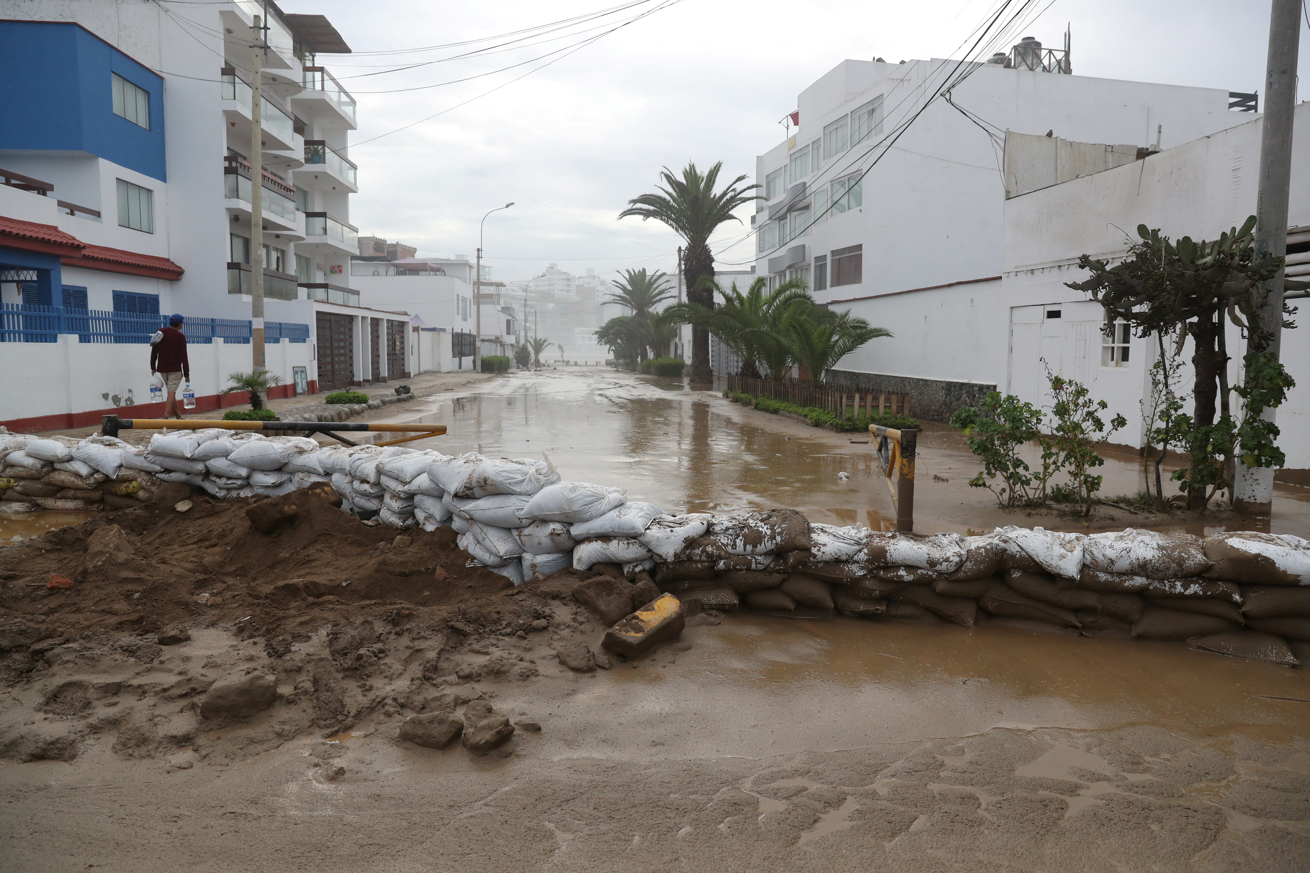 A view shows flooded streets following Cyclone Yaku in Lima