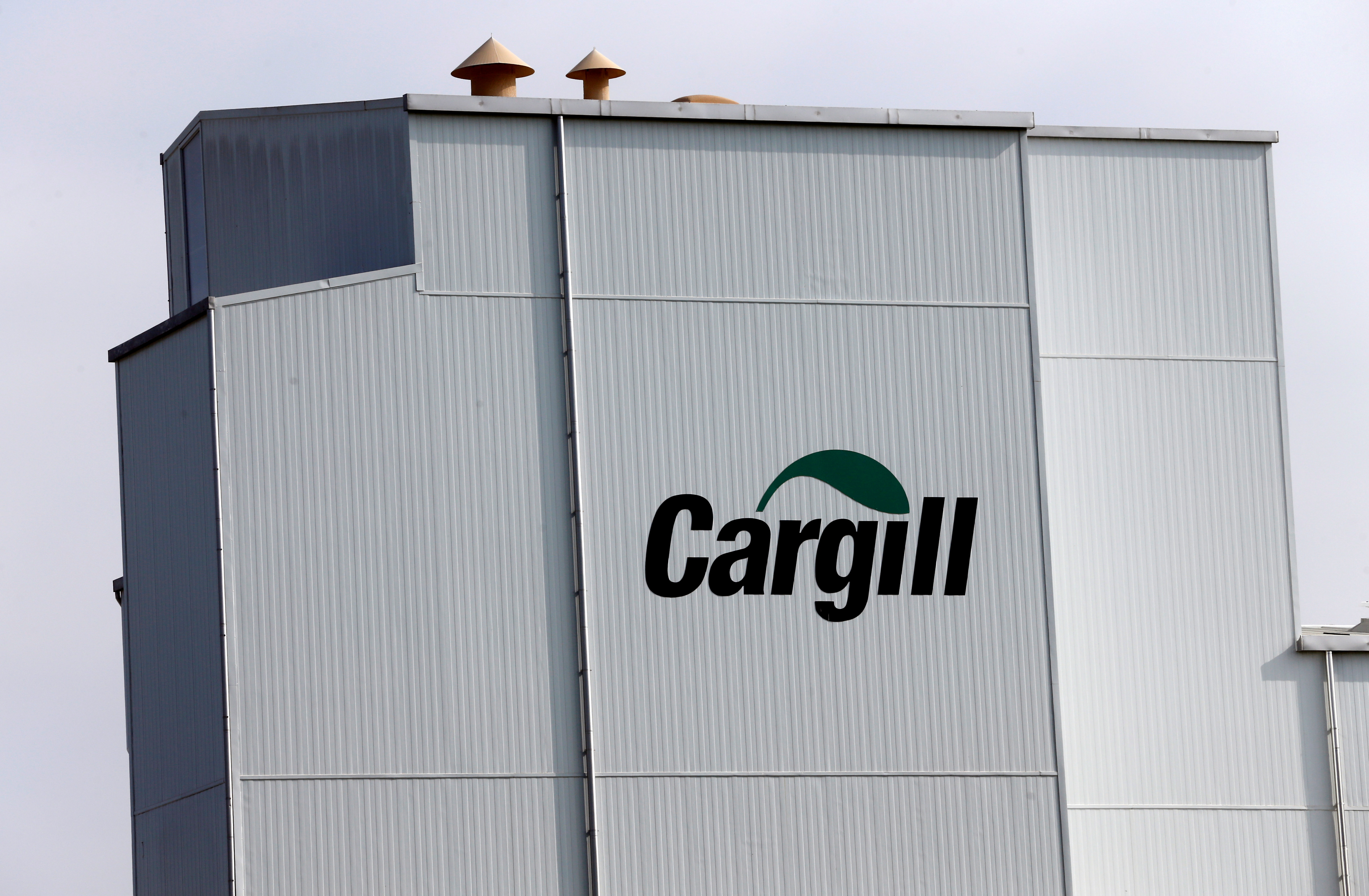 A Cargill logo is pictured on the Provimi Kliba and Protector animal nutrition factory in Lucens
