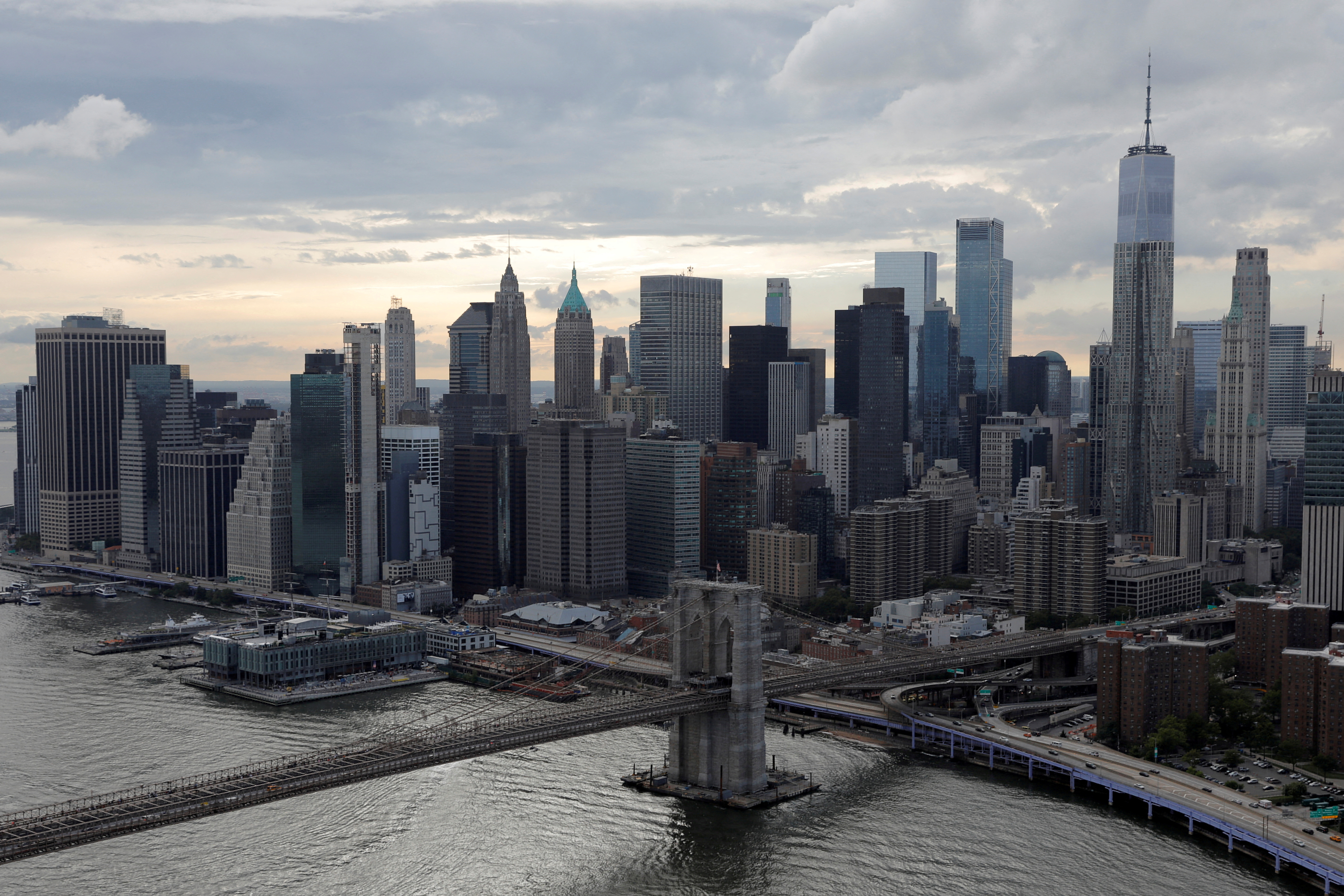 Downtown Manhattan's skyline is seen in New York City
