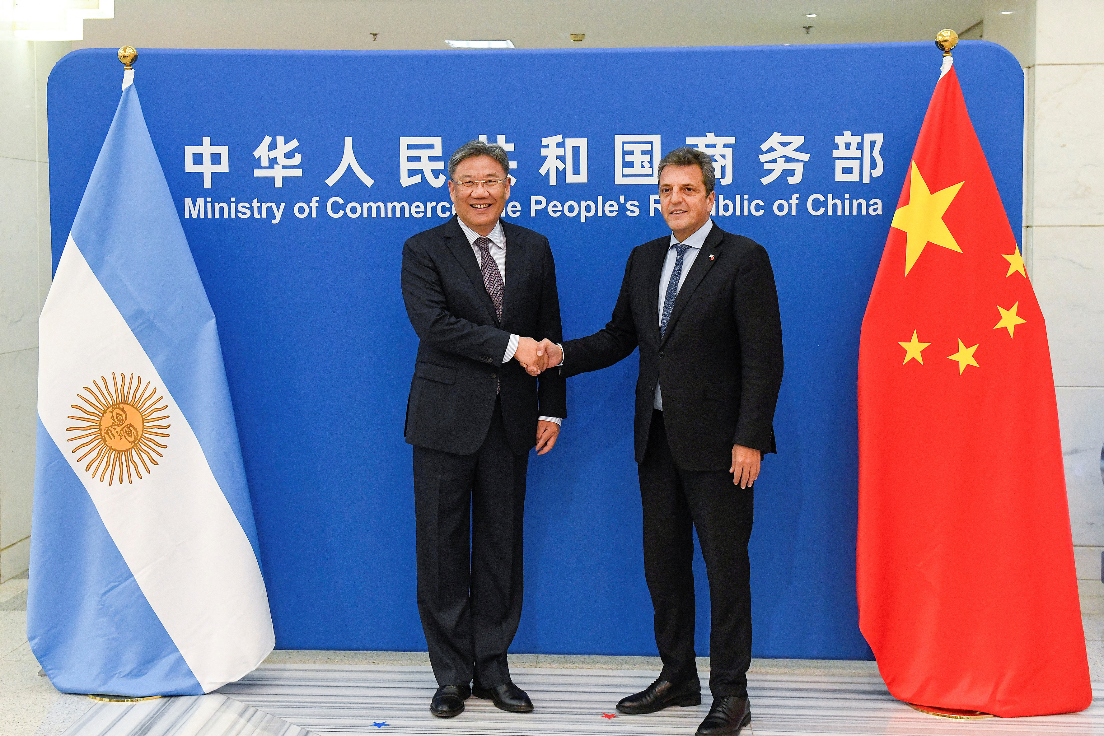 Argentina's Economy Minister Sergio Tomas Massa meets Chinese Commerce Minister Wang Wentao in Beijing