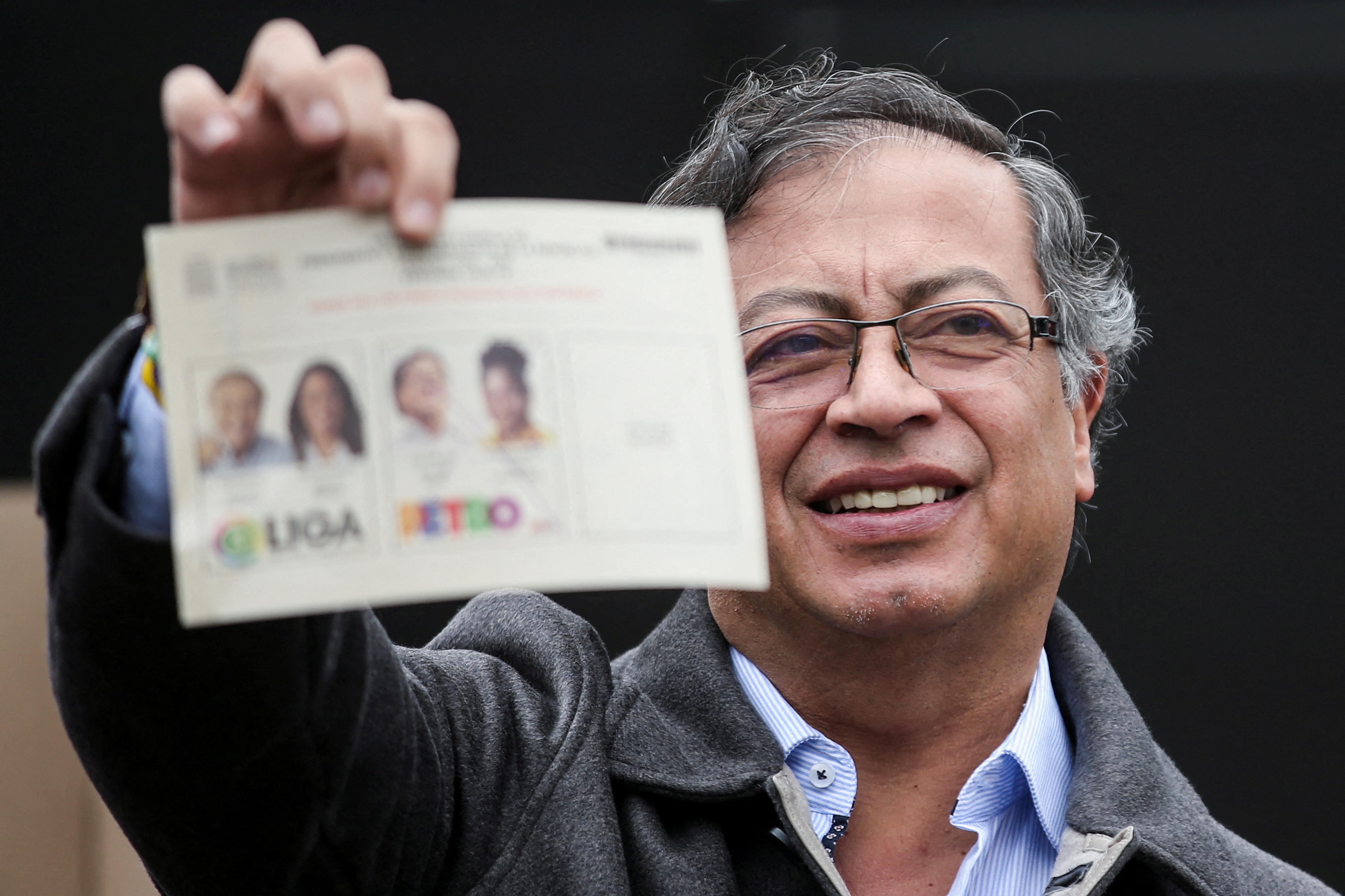 Colombia's Gustavo Petro before casting his vote