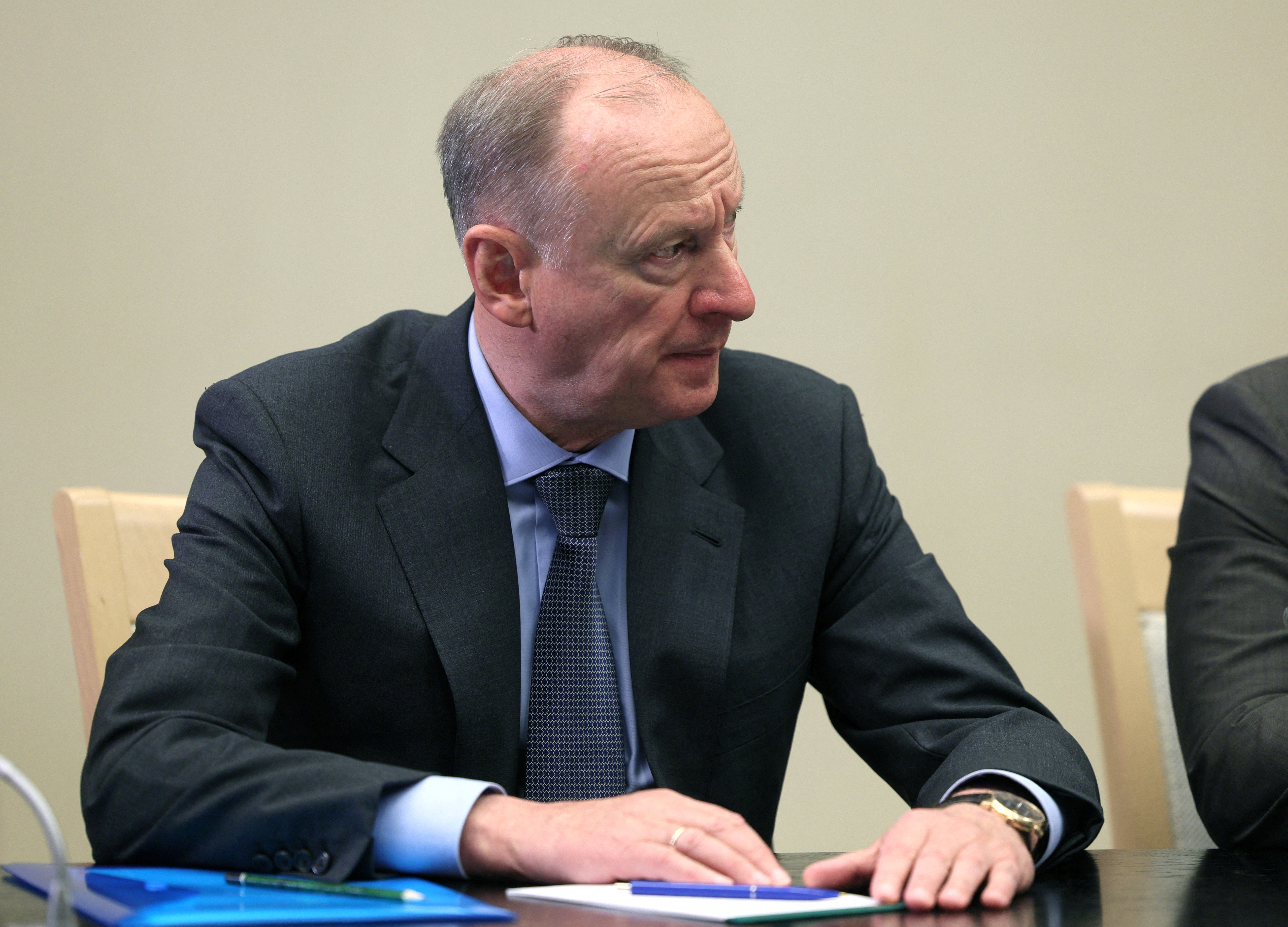 Russia's Security Council Secretary Nikolai Patrushev attends a meeting of members of Security Council and the government and the heads of law enforcement agencies, outside Moscow