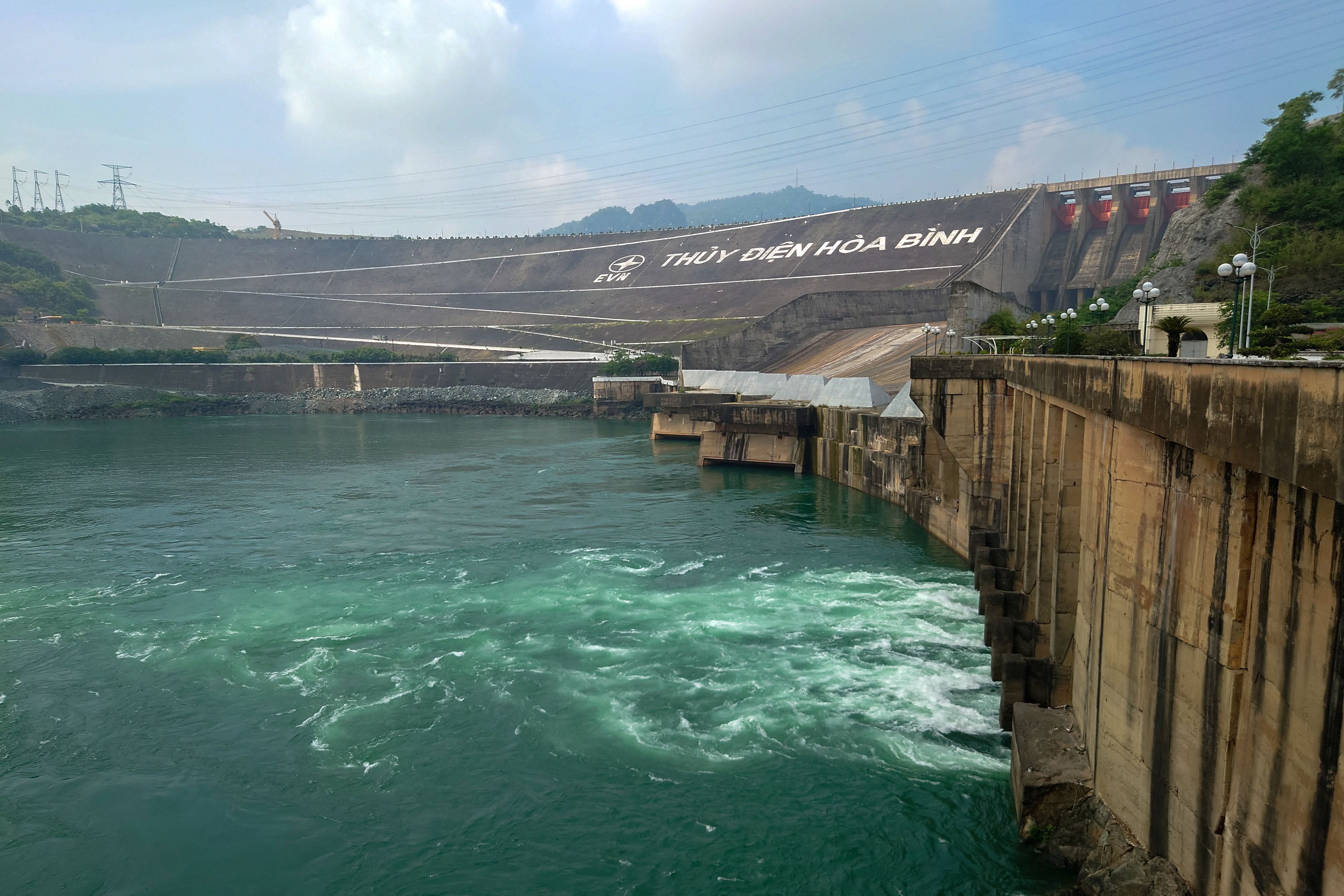 A generic view of Hoa Binh Hydropower Plant, state utility owned by Electricity of Vietnam, in Hoa Binh province