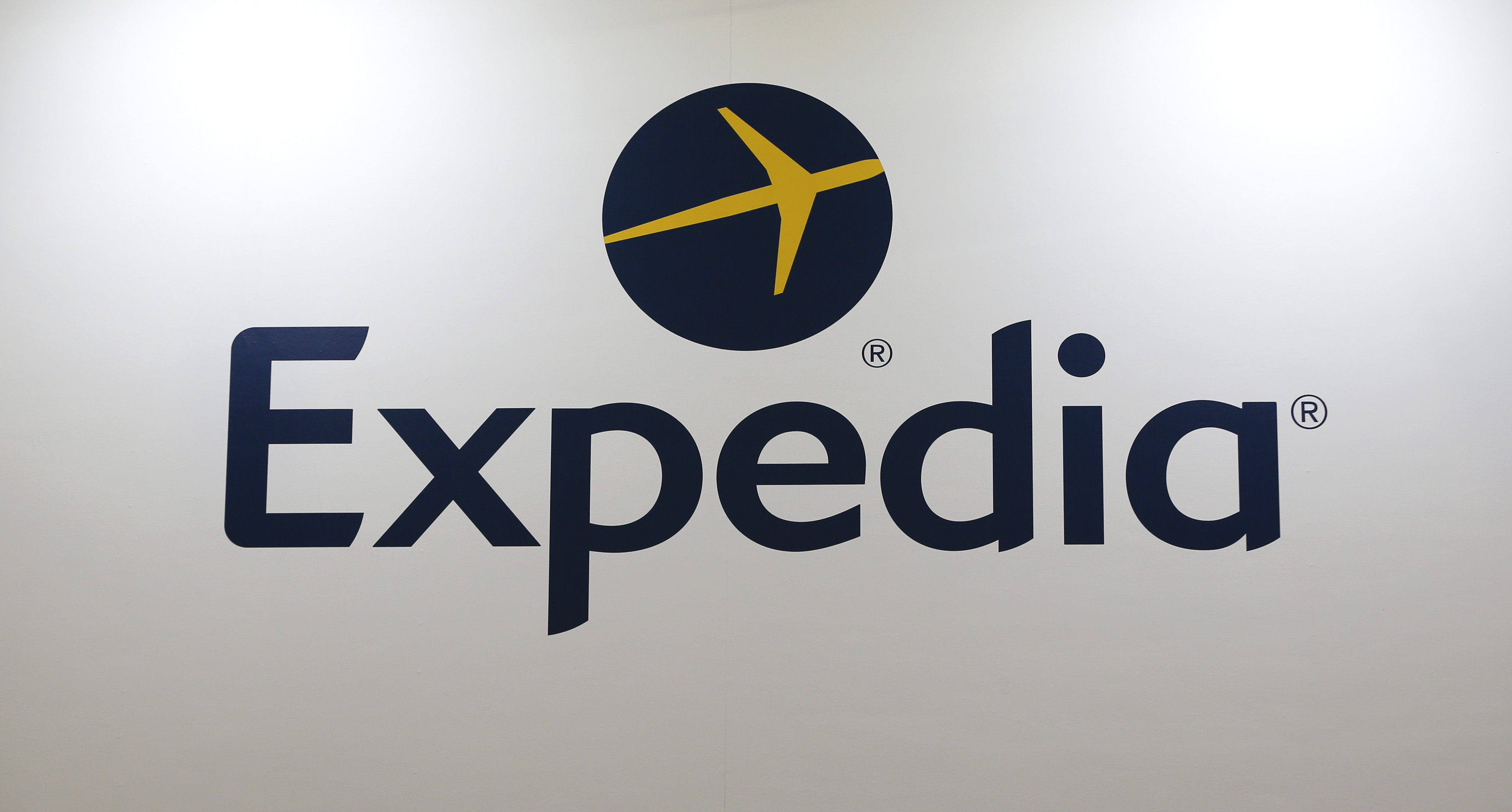 The logo of global online travel brand Expedia is pictured at the International Tourism Trade Fair in Berlin