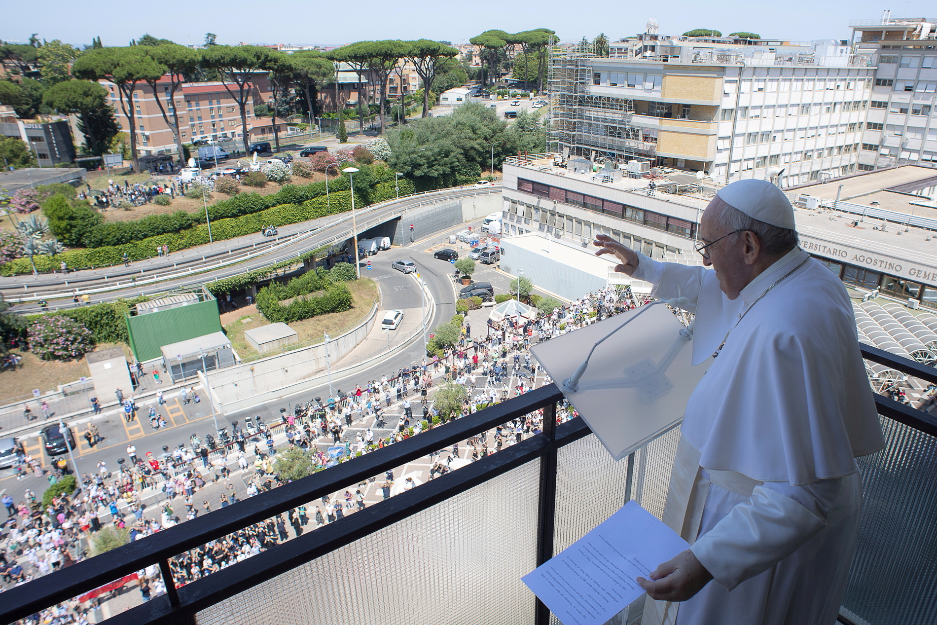 Pope Francis leads the Angelus prayer from Gemelli hospital in Rome