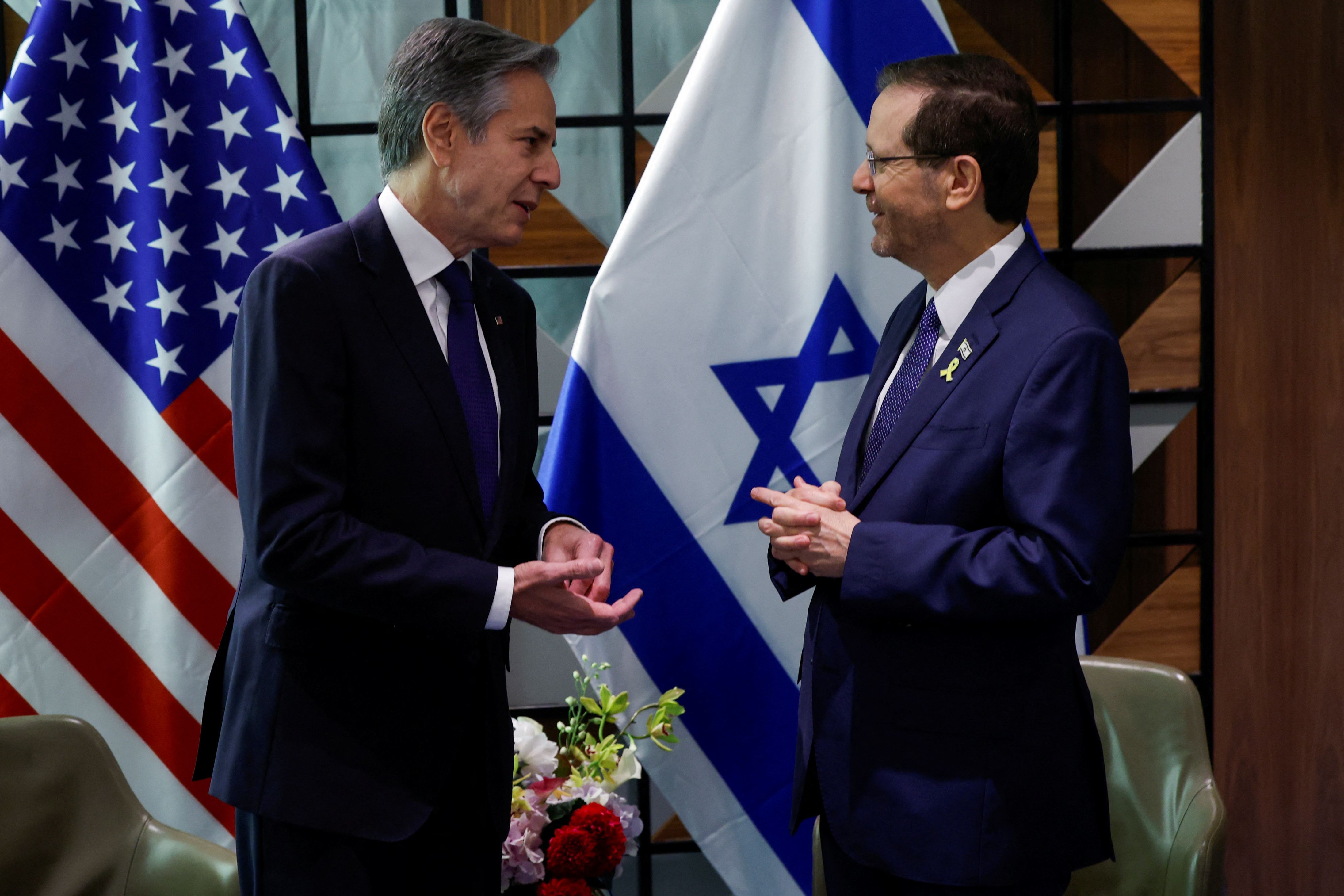 U.S. Secretary of State Antony Blinken meets with Israeli President Isaac Herzog in Tel Aviv