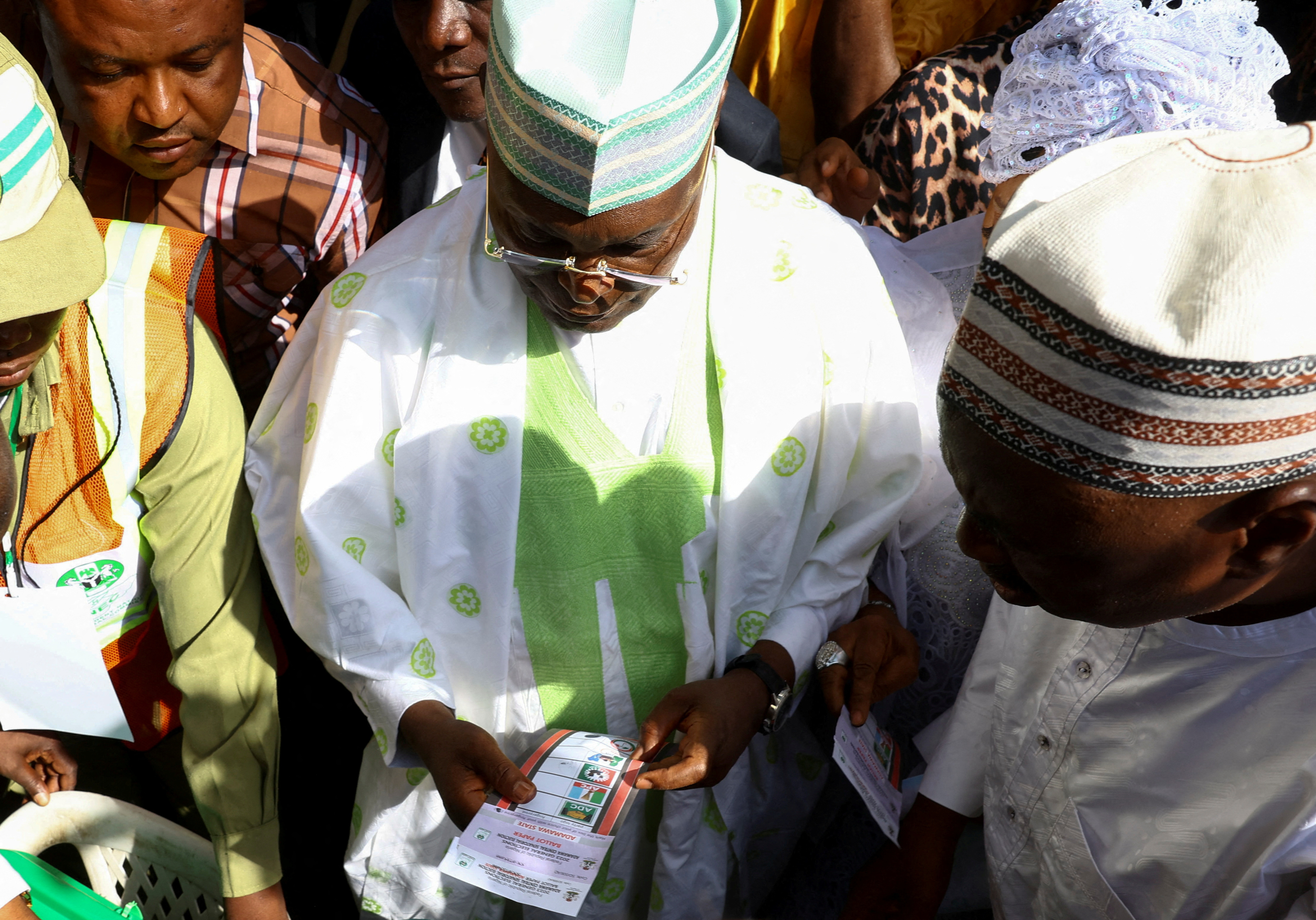 Nigerian opposition party candidate Abubakar votes in home state