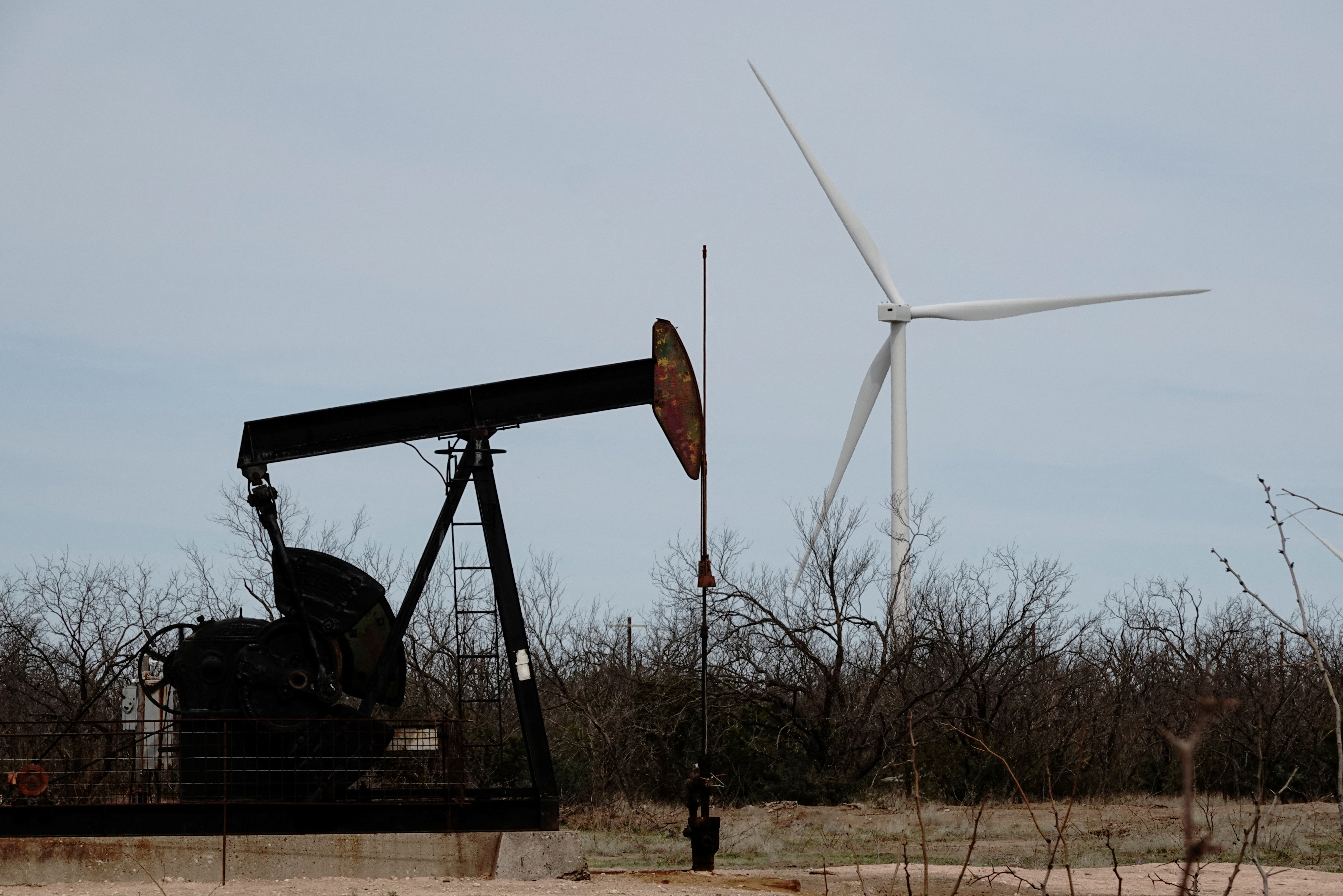 A pump jack drills oil crude from the Yates Oilfield in West Texas’s Permian Basin