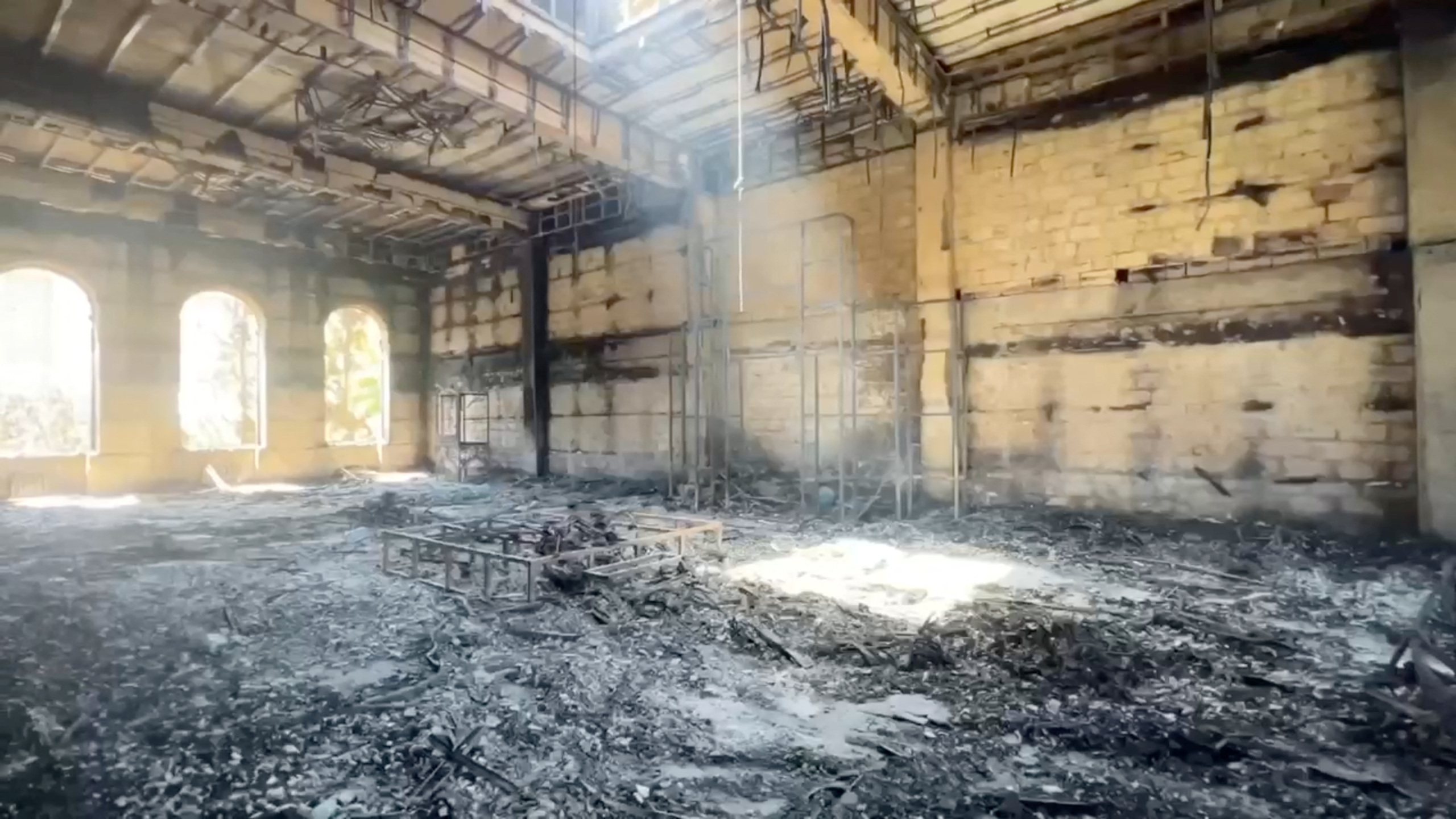 A view of Derbent synagogue following an attack by gunmen and a fire