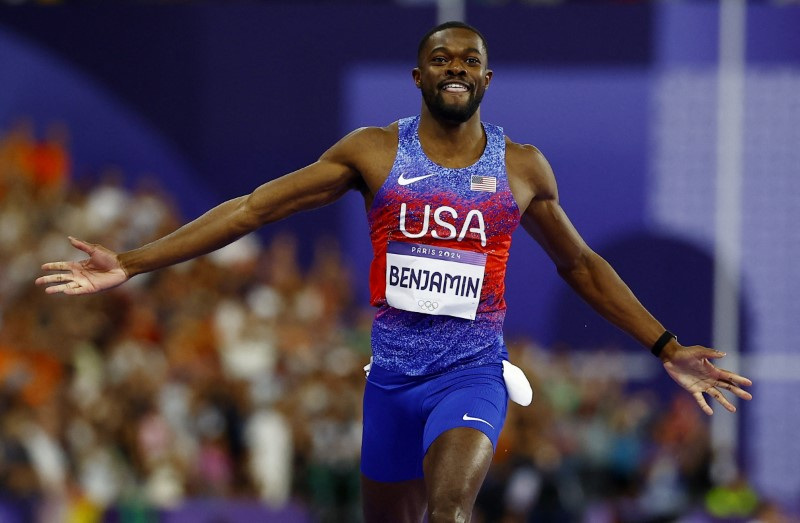 AthleticsAmerican Benjamin wins men's 400 metres hurdles gold Reuters