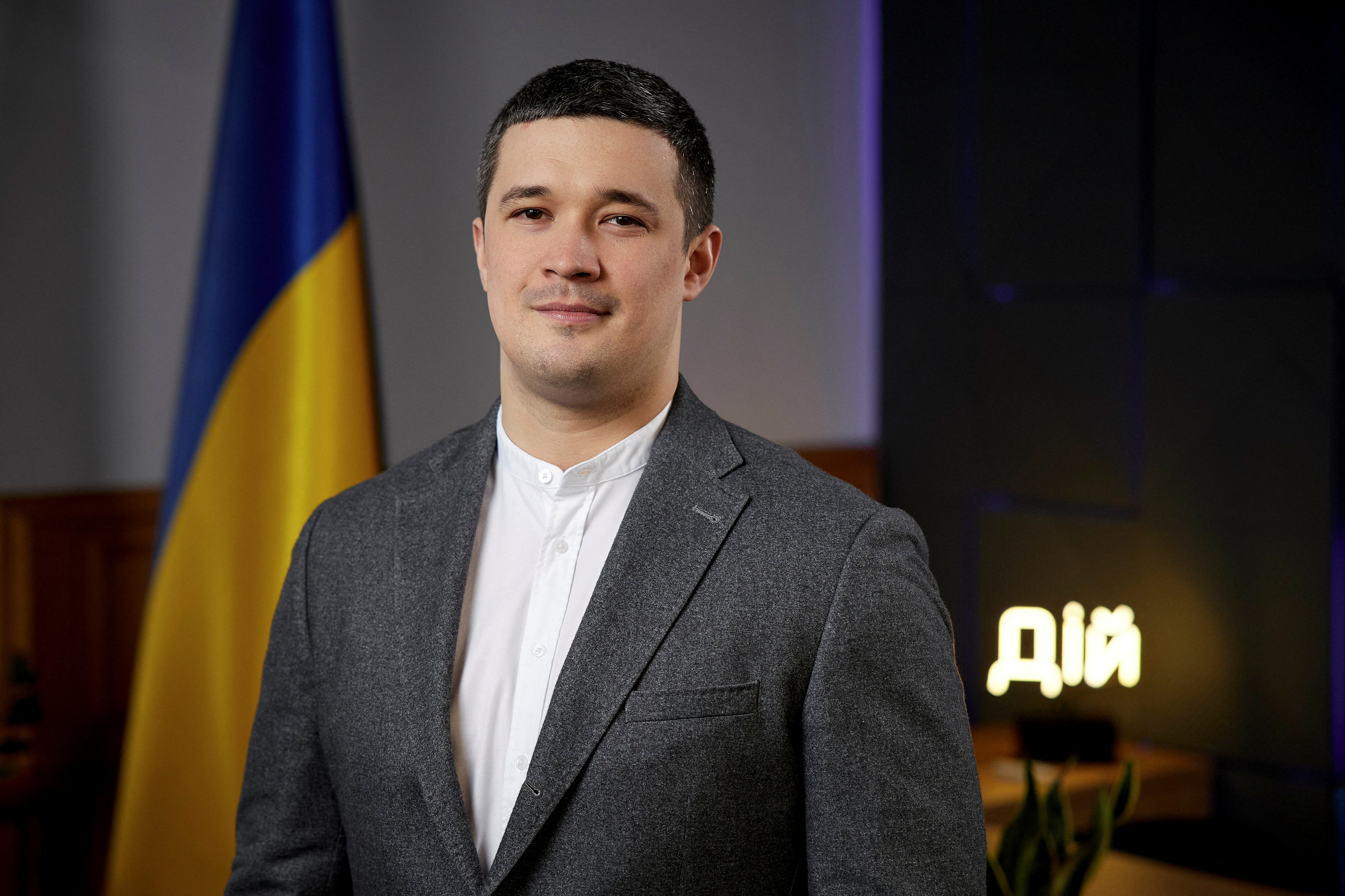 Ukraine’s vice prime minister and minister of digital transformation Mykhailo Fedorov poses for a photograph in Ukraine