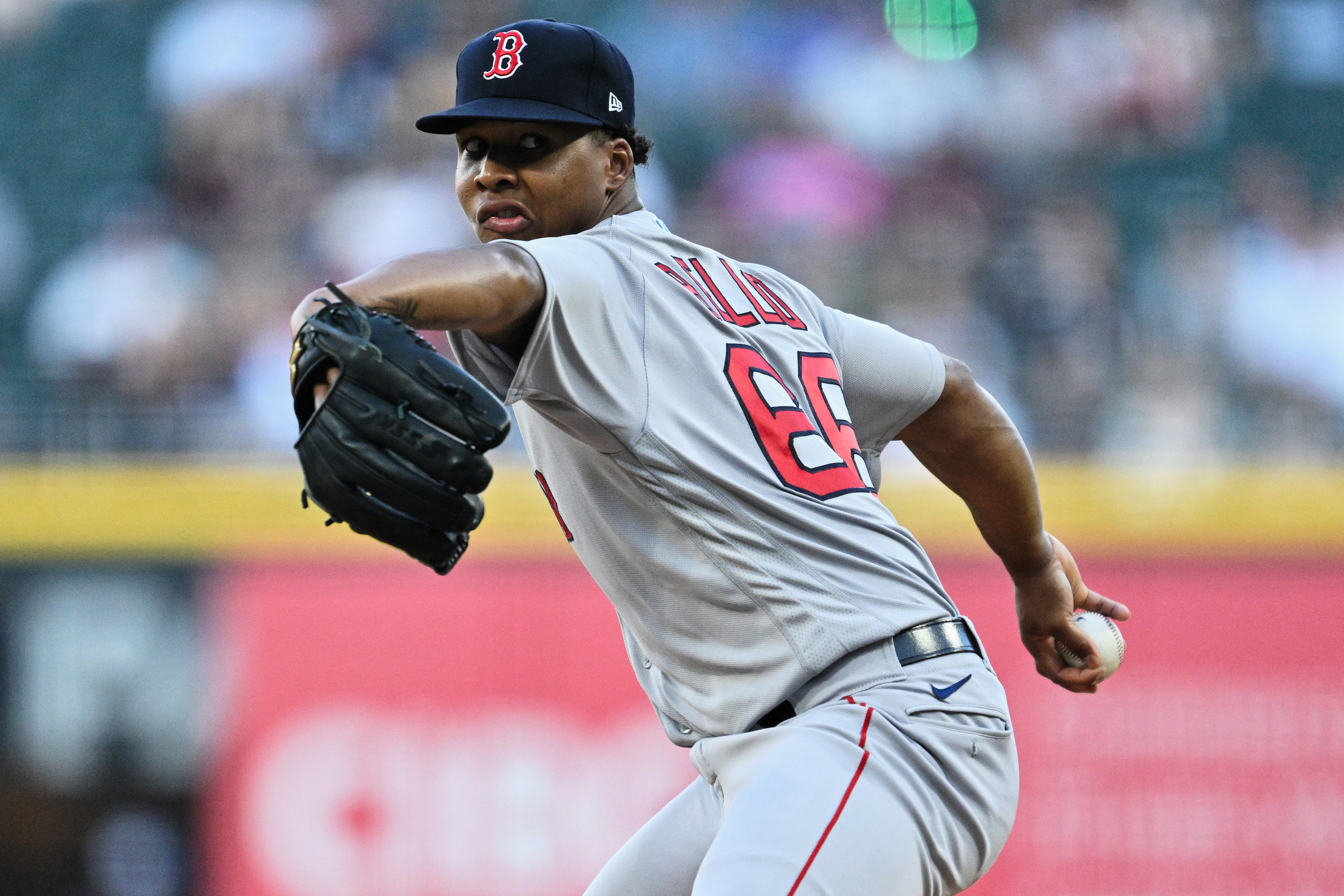 Brayan Bello of the Boston Red Sox pitches against the Atlanta