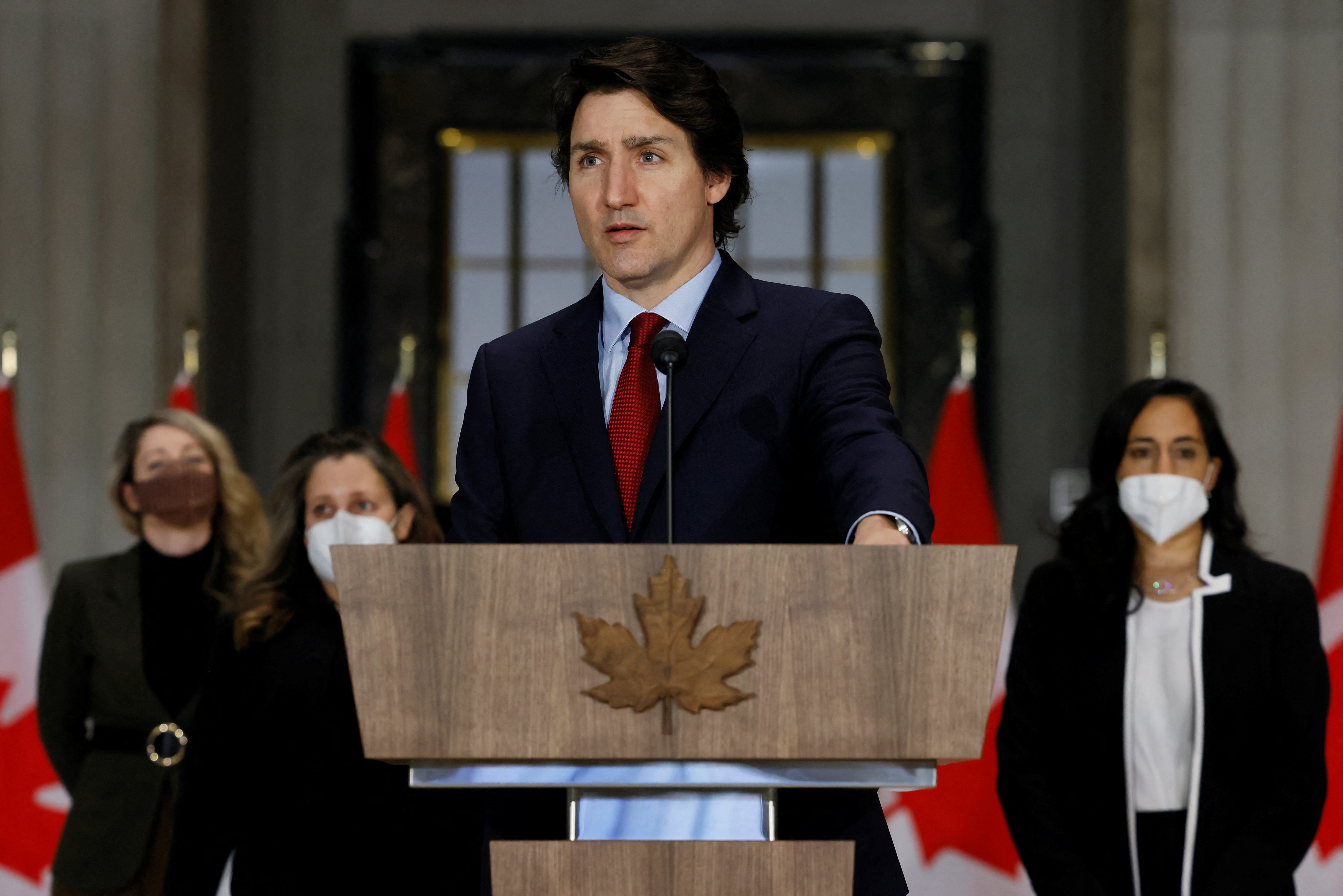 Canada's Prime Minister Justin Trudeau attends a news conference in Ottawa