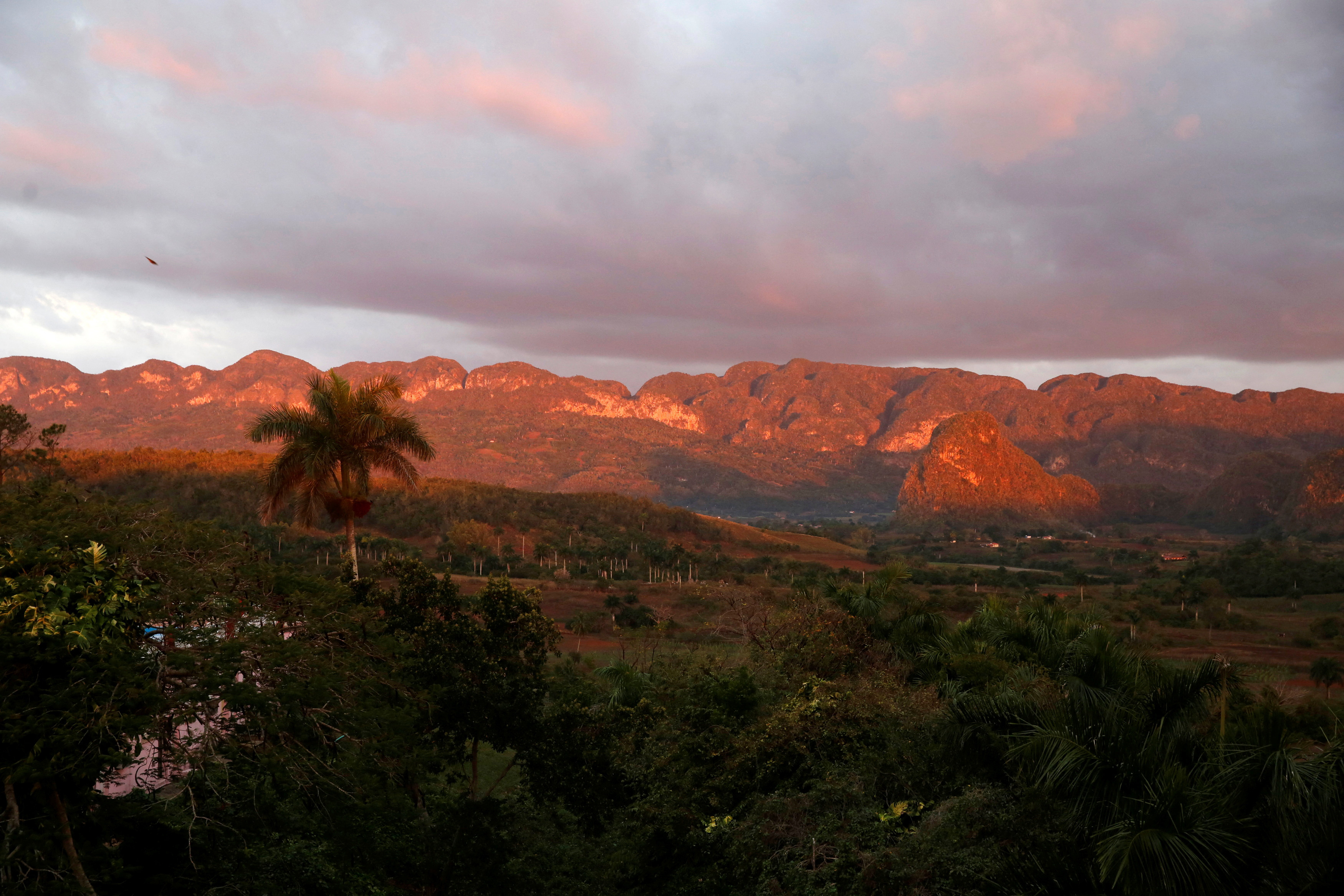 A general view of  the valley of Vinales, where tobacco plants are grown, is pictured in the western Cuban province of Pinar del Rio