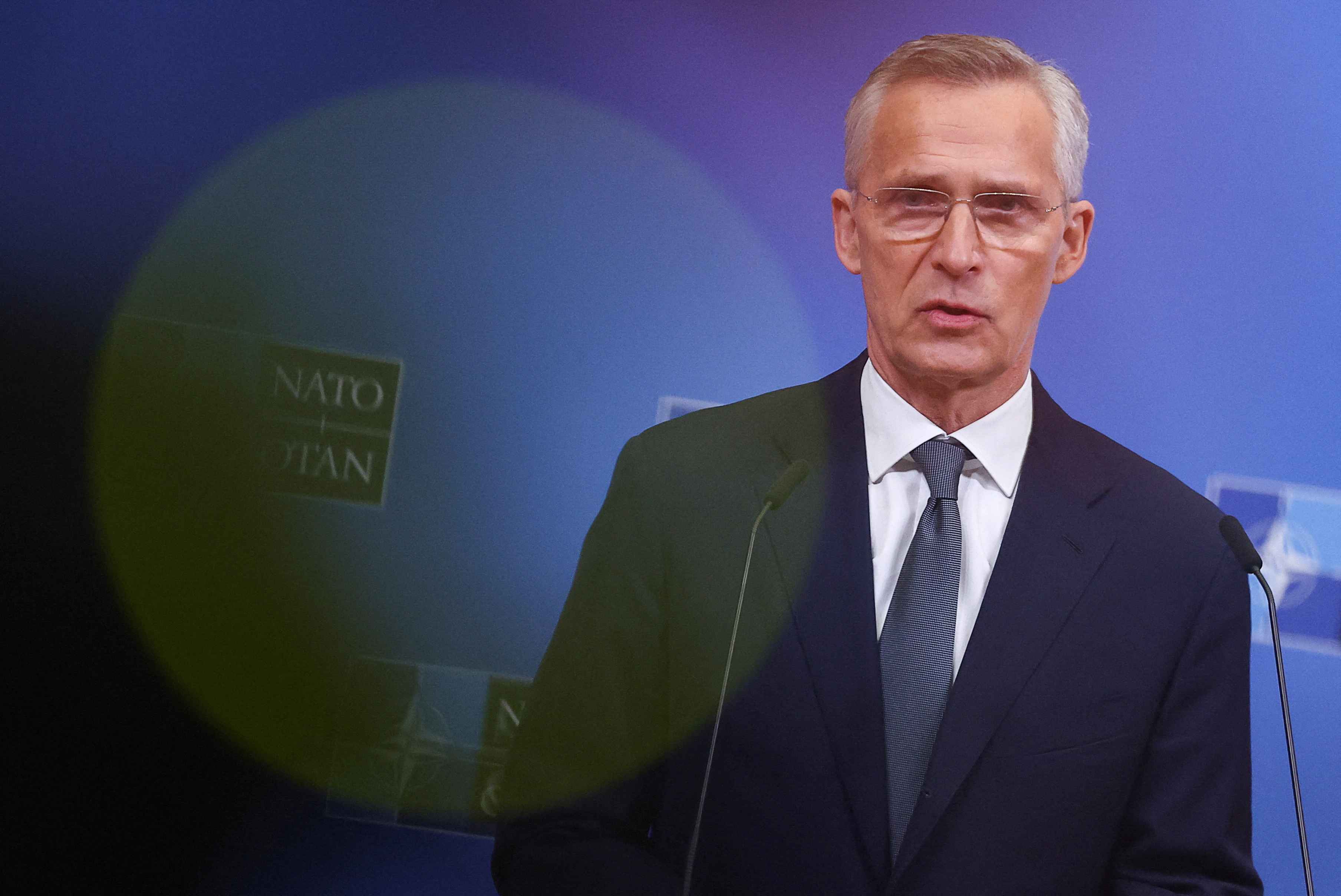 NATO Secretary General Stoltenberg gives press conference to present NATO's annual report in Brussels