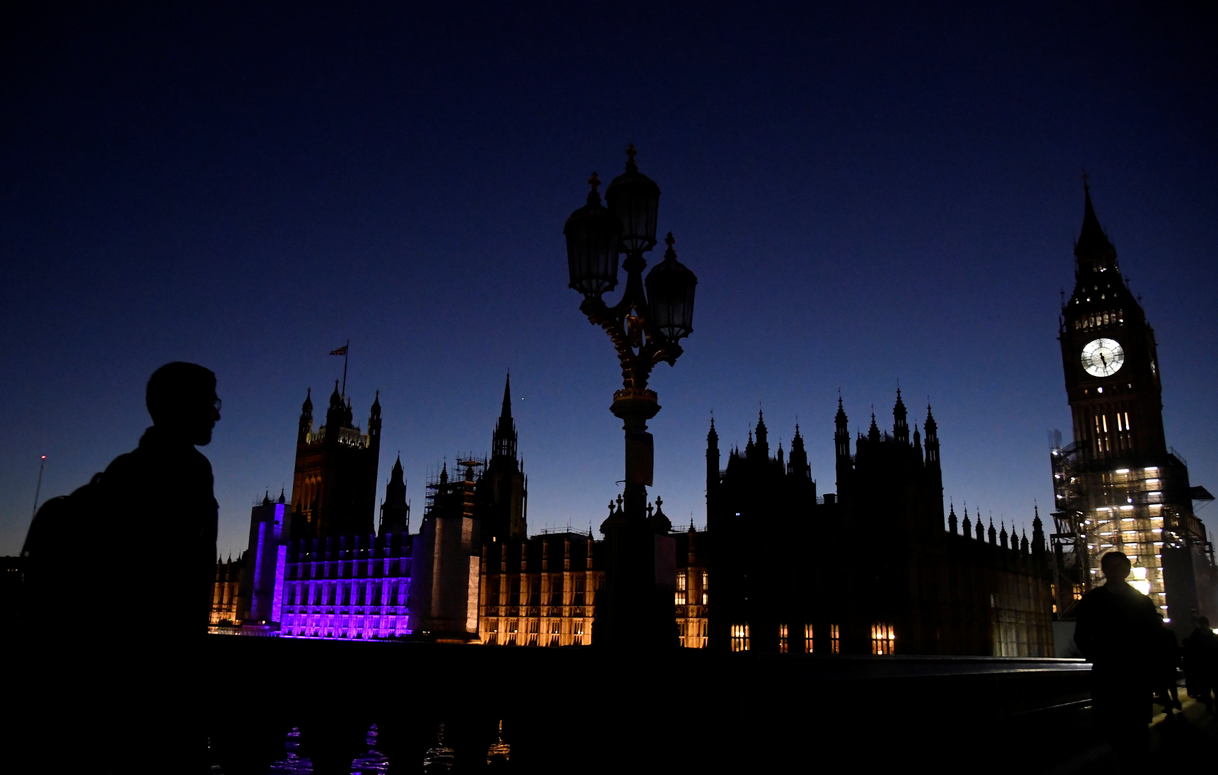 Landmark buildings lit purple to mark Holocaust Memorial Day, in United Kingdom