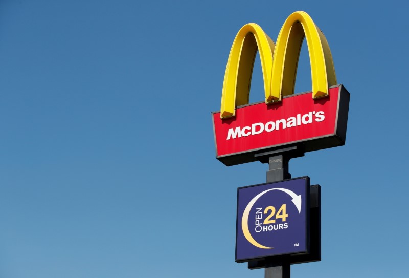 A McDonald's logo is pictured at a branch in Leicester