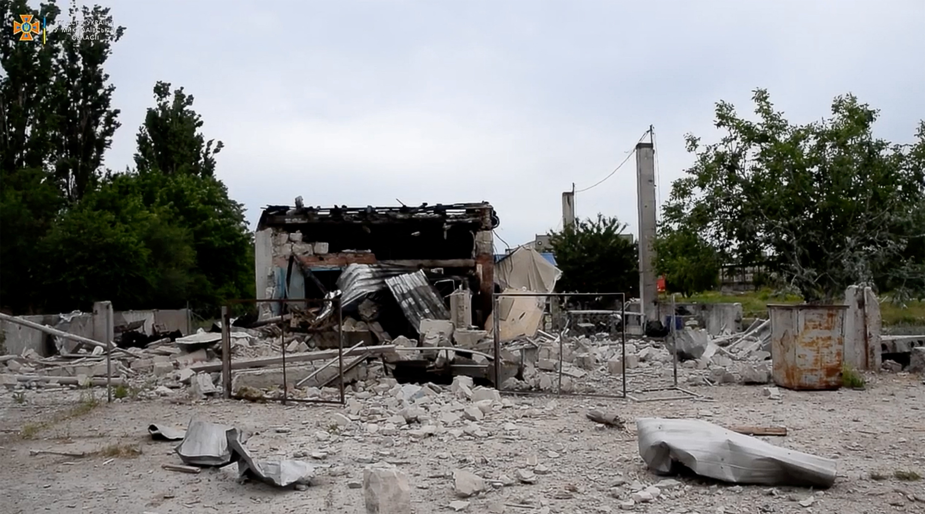 A view of a destroyed meat production facility in the aftermath of an attack, as Russia's invasion of Ukraine continues, at a location given as Mykolaiv