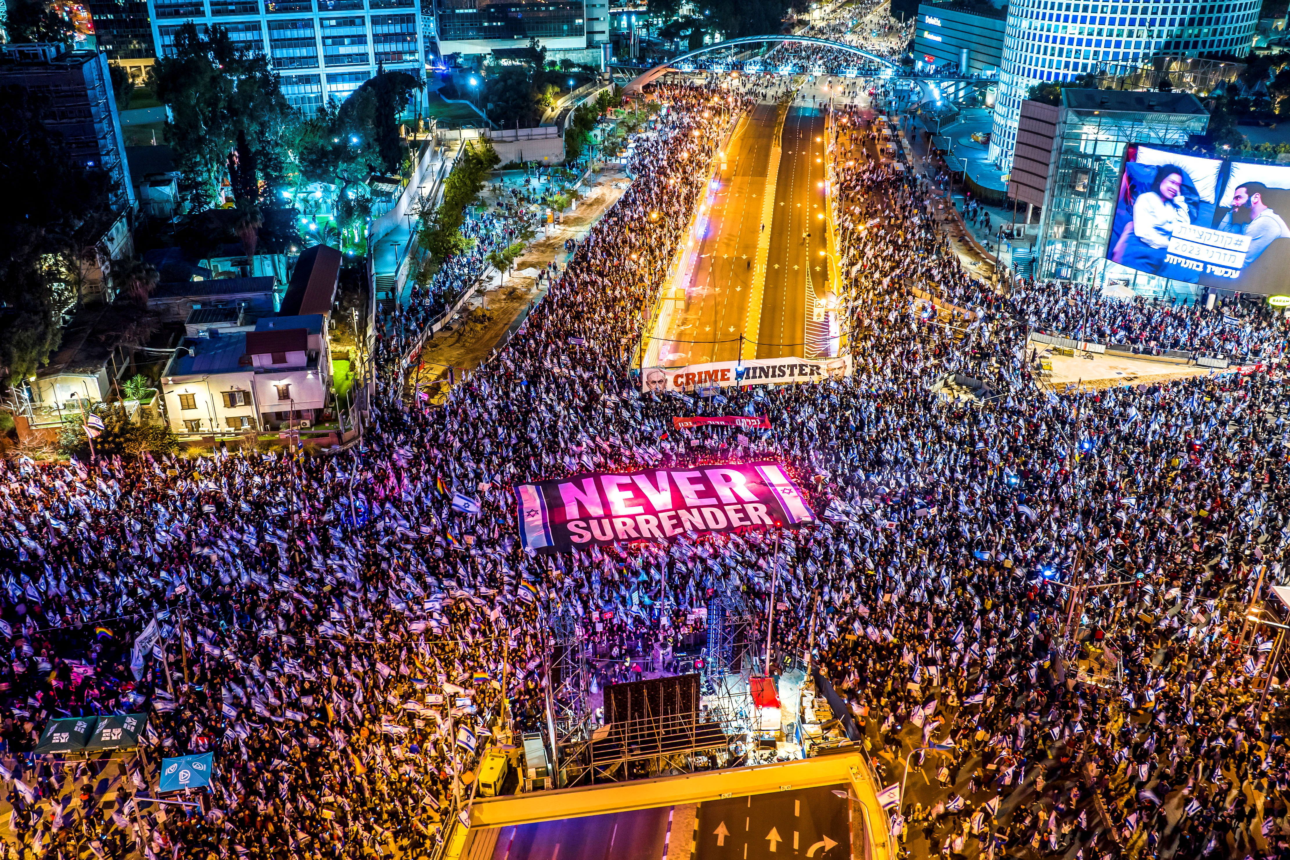 Protests against Israeli government's judicial overhaul, in Tel Aviv