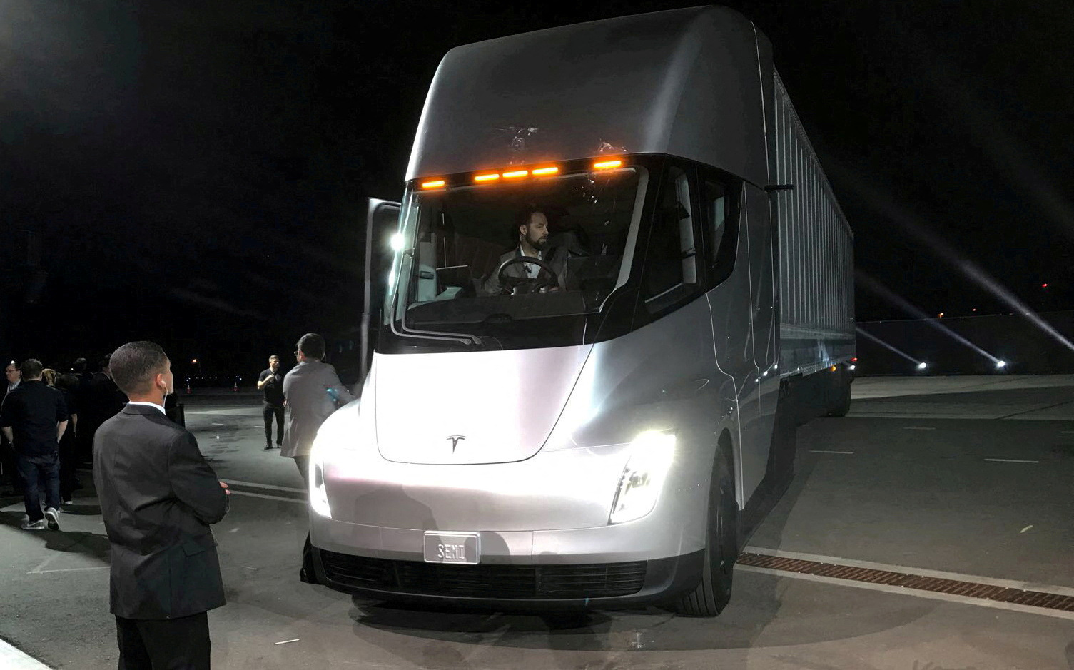 Tesla's electric semi truck is unveiled during a presentation in Hawthorne