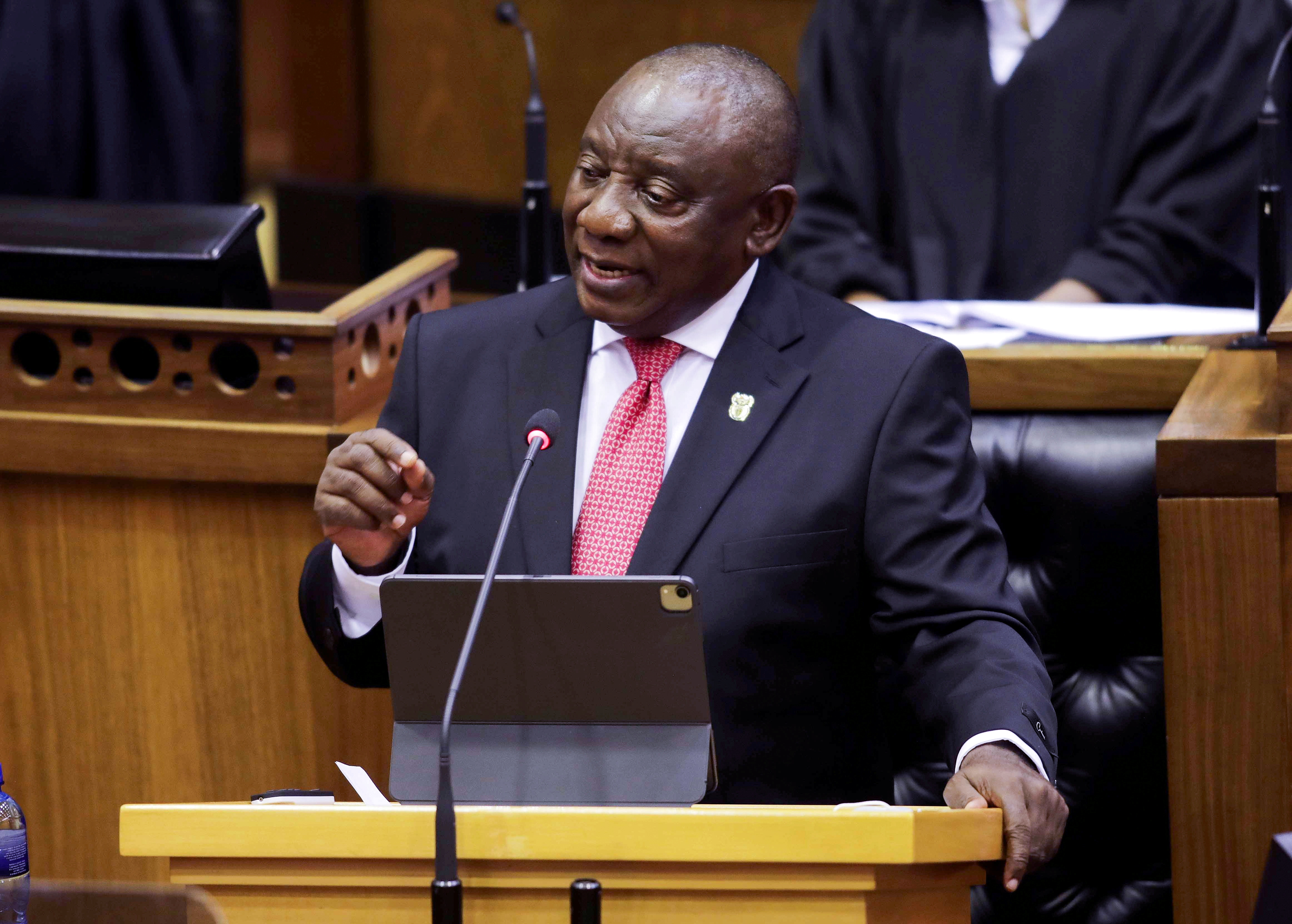 President Cyril Ramaphosa delivers his State of the Nation address in parliament in Cape Town