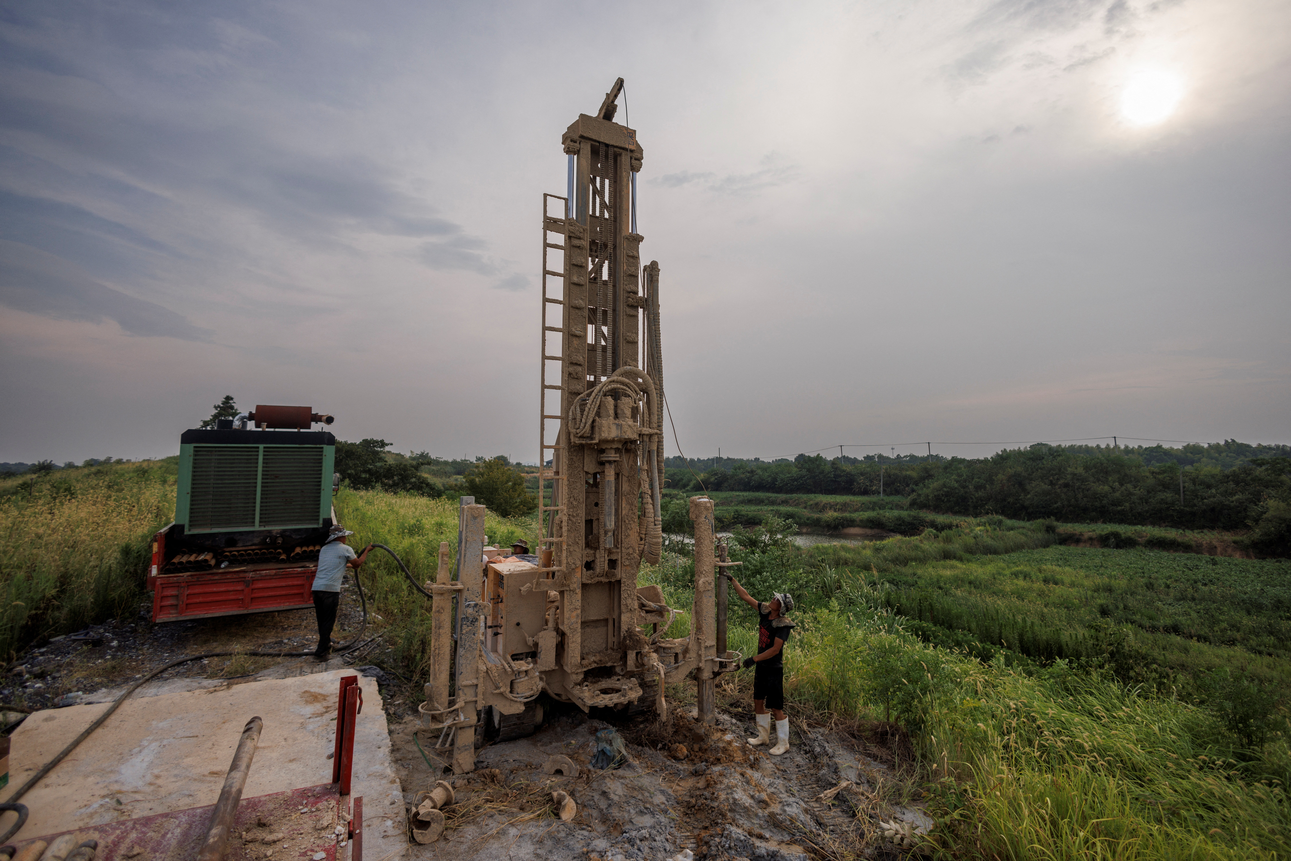 ZHANGJIAKOU, CHINA - FEBRUARY 23, 2023 - A worker works on a drilling tool  production line at Xuanhua Economic Development Zone in Zhangjiakou, Hebei  province, China, Feb 23, 2023. At present, there