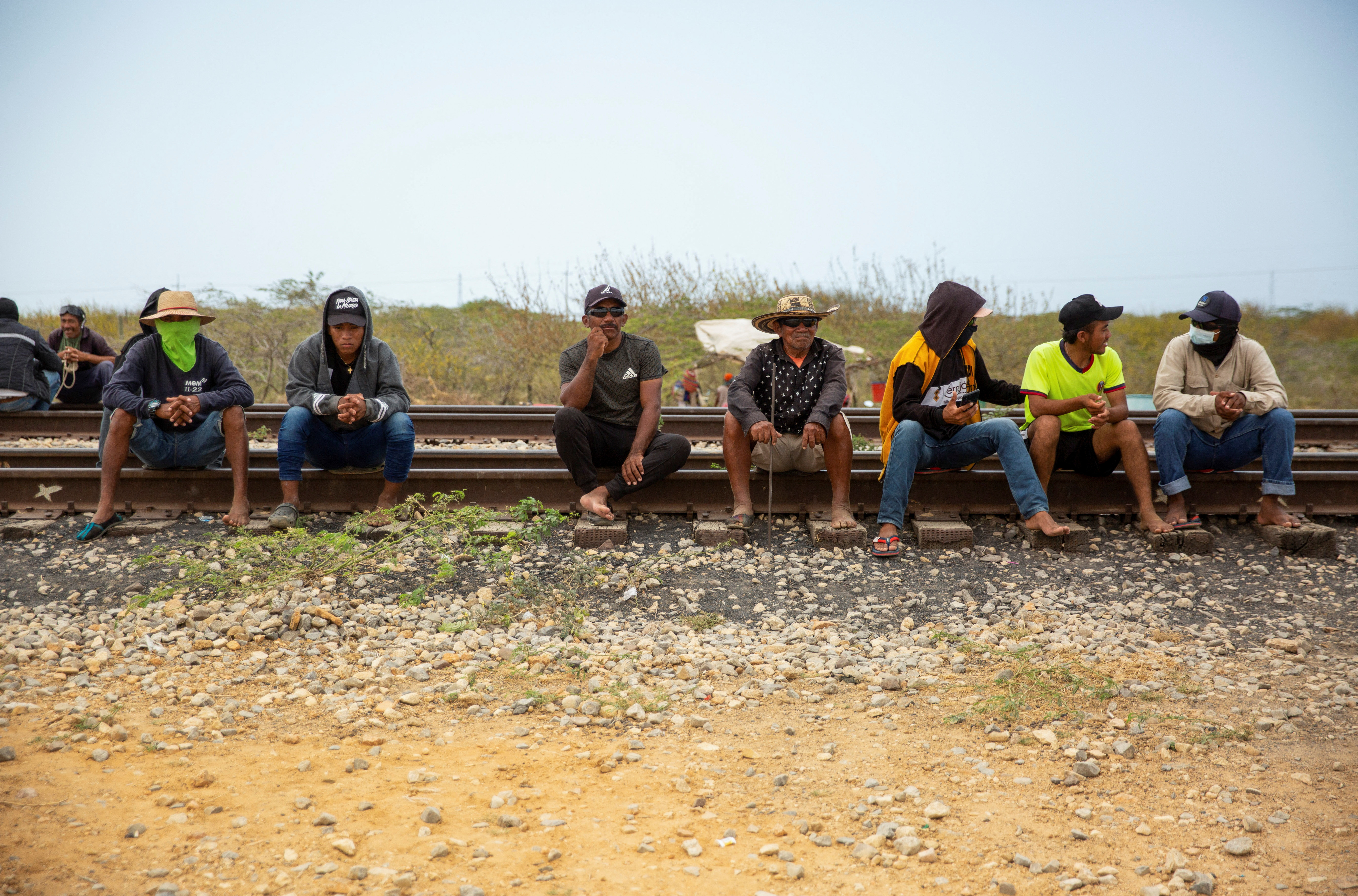 Wayuu indigenous lift blockade of railway line used by coal producer Cerrejon, in Puerto Bolivar