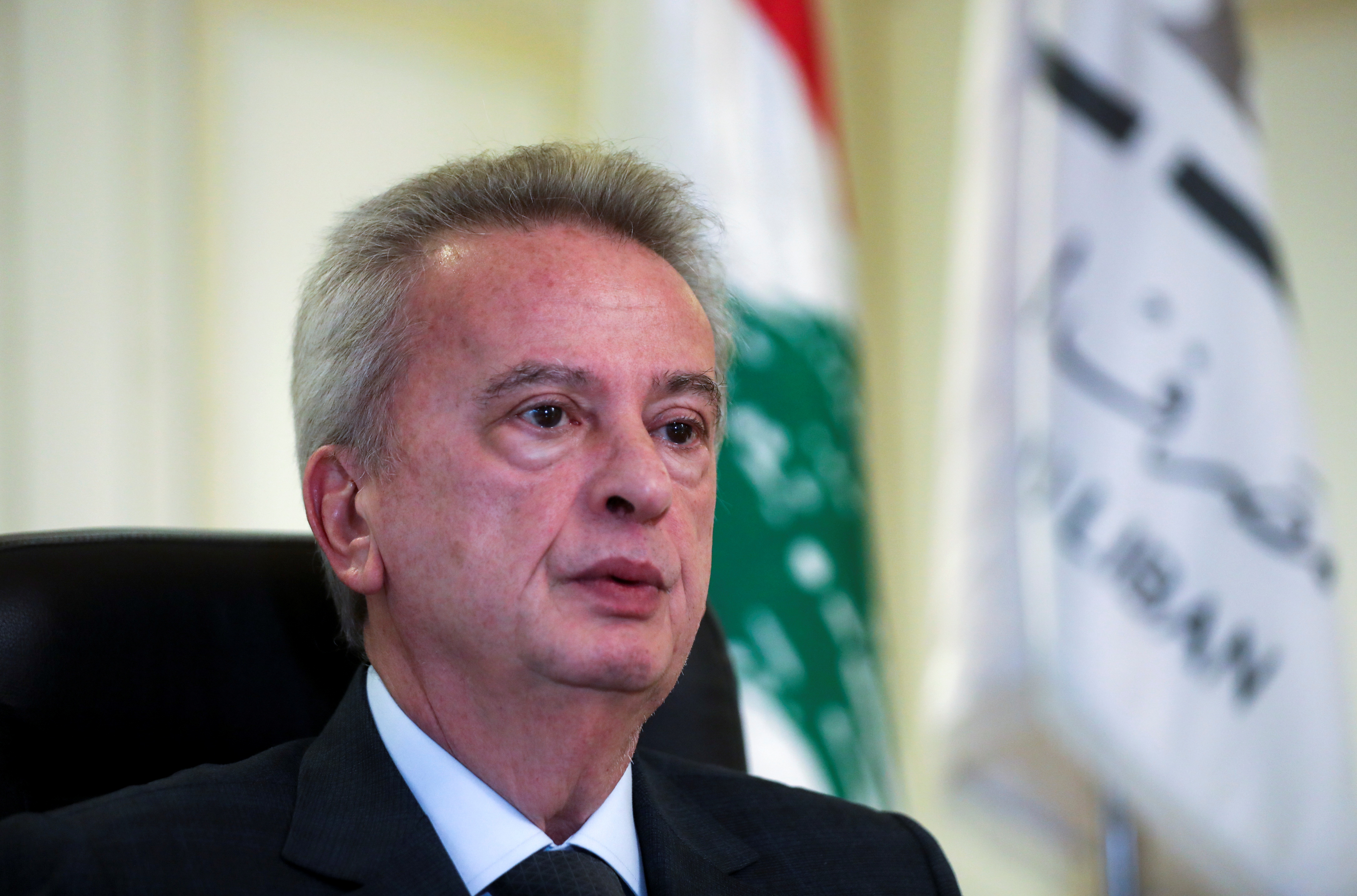 Lebanon's Central Bank Governor Riad Salameh speaks during an interview in Beirut