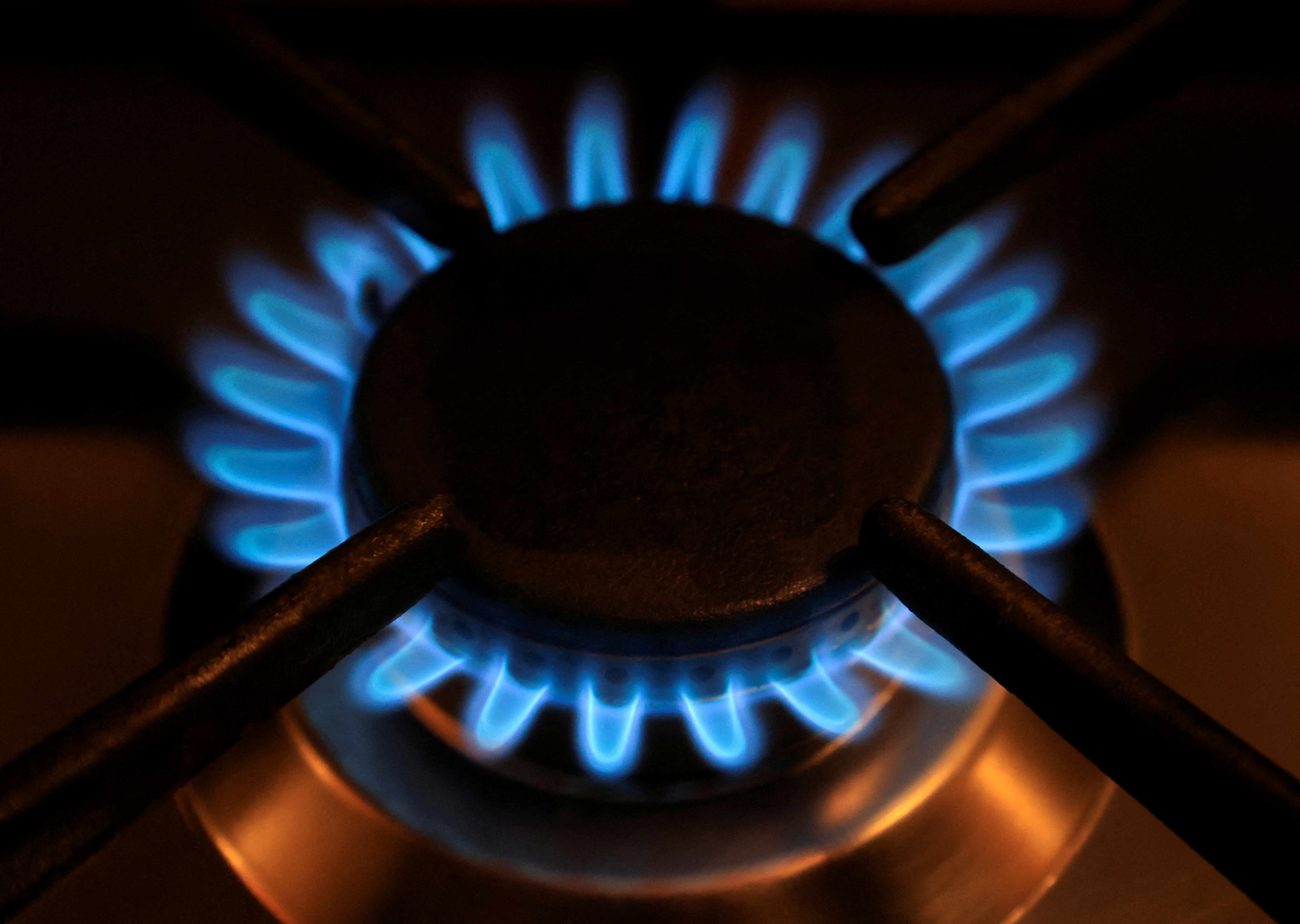 Gas flames of a cooker