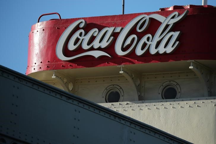 The wall of the Coca Cola bottling plant is seen in Los Angeles