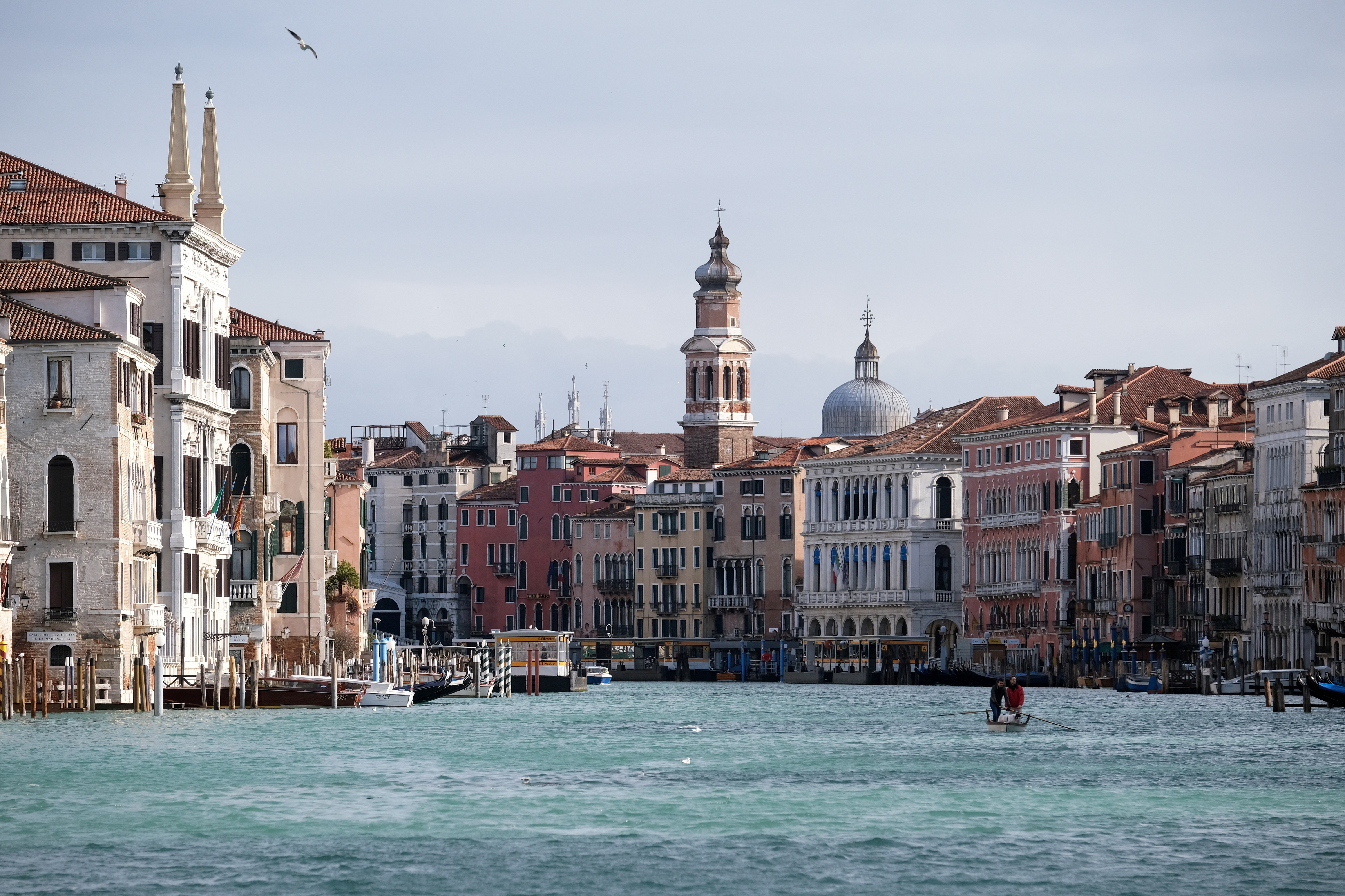 View of the Grand Canal on the day that Venice Carnival was due to begin