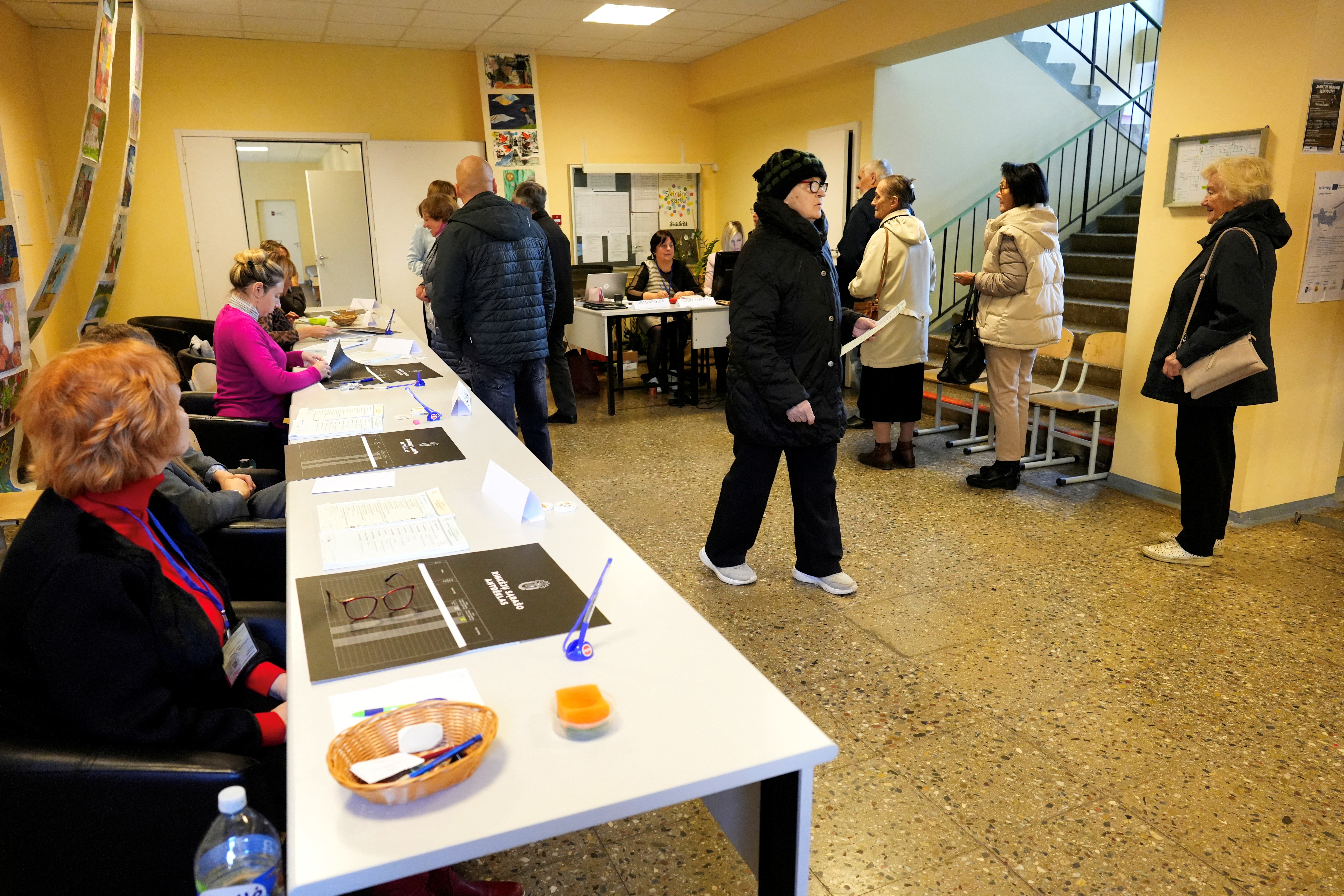 People vote during Lithuanian general election in Birzai